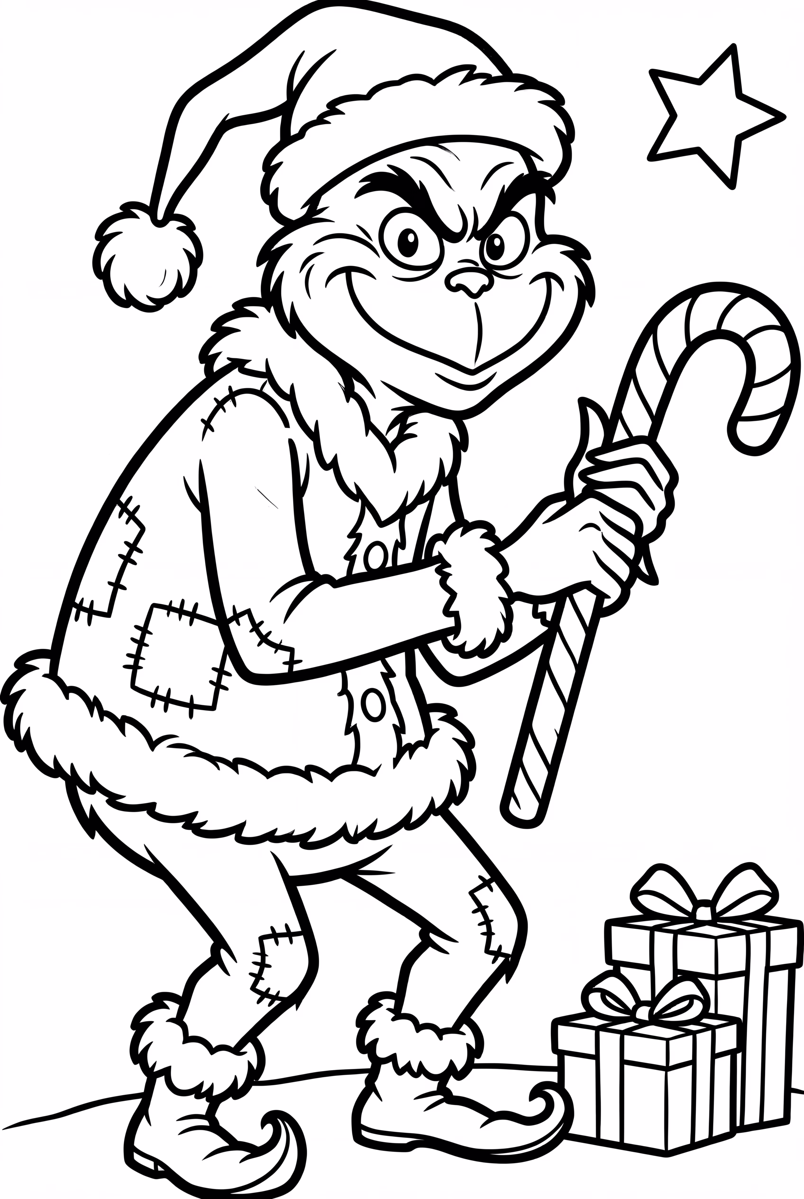 The Grinch Wearing Torn Santa Costume