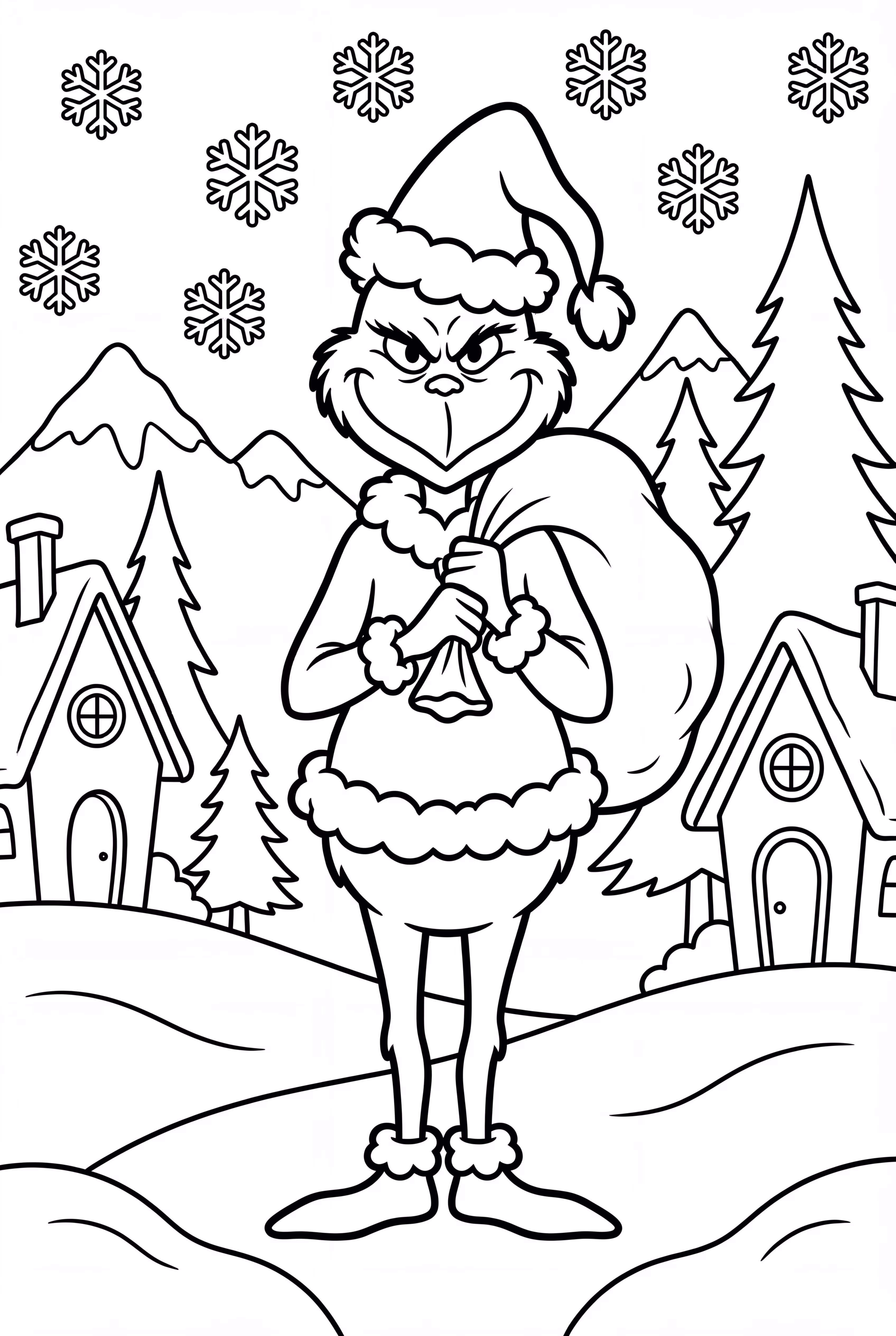 Der Grinch mit Whoville Hintergrund