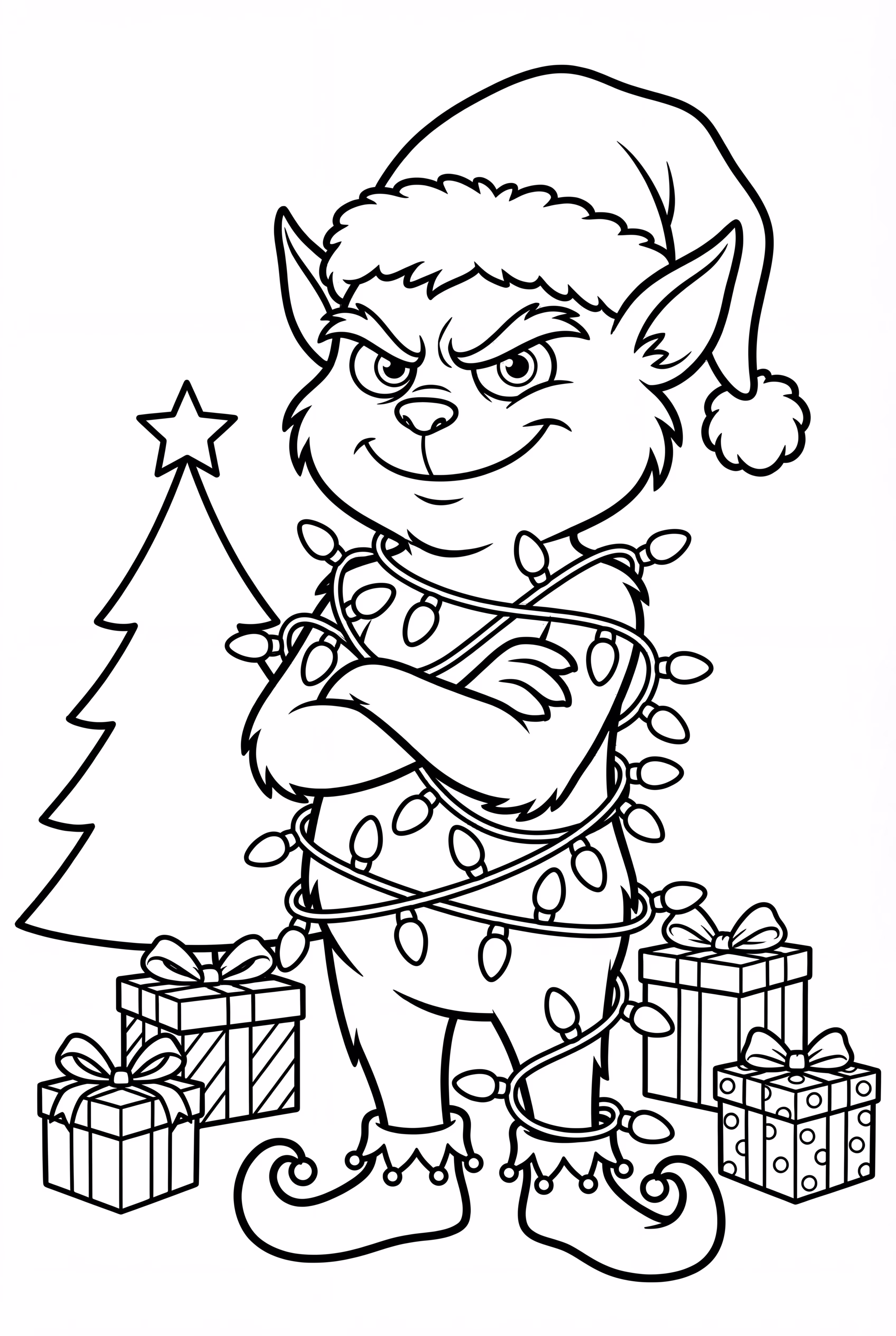 Der Grinch Eingewickelt In Weihnachtslichter