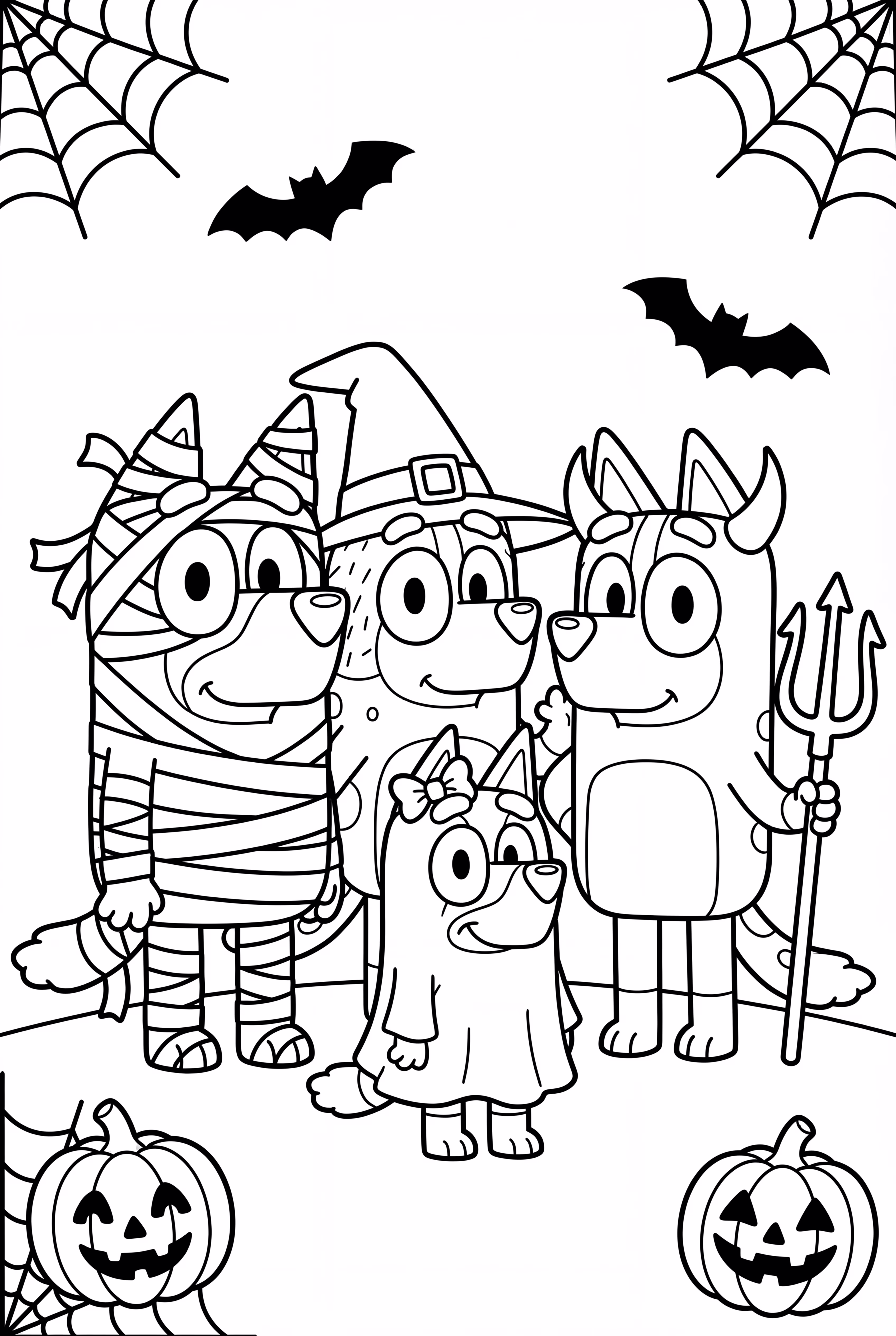 A Família Heeler Posando para o Halloween do Bluey