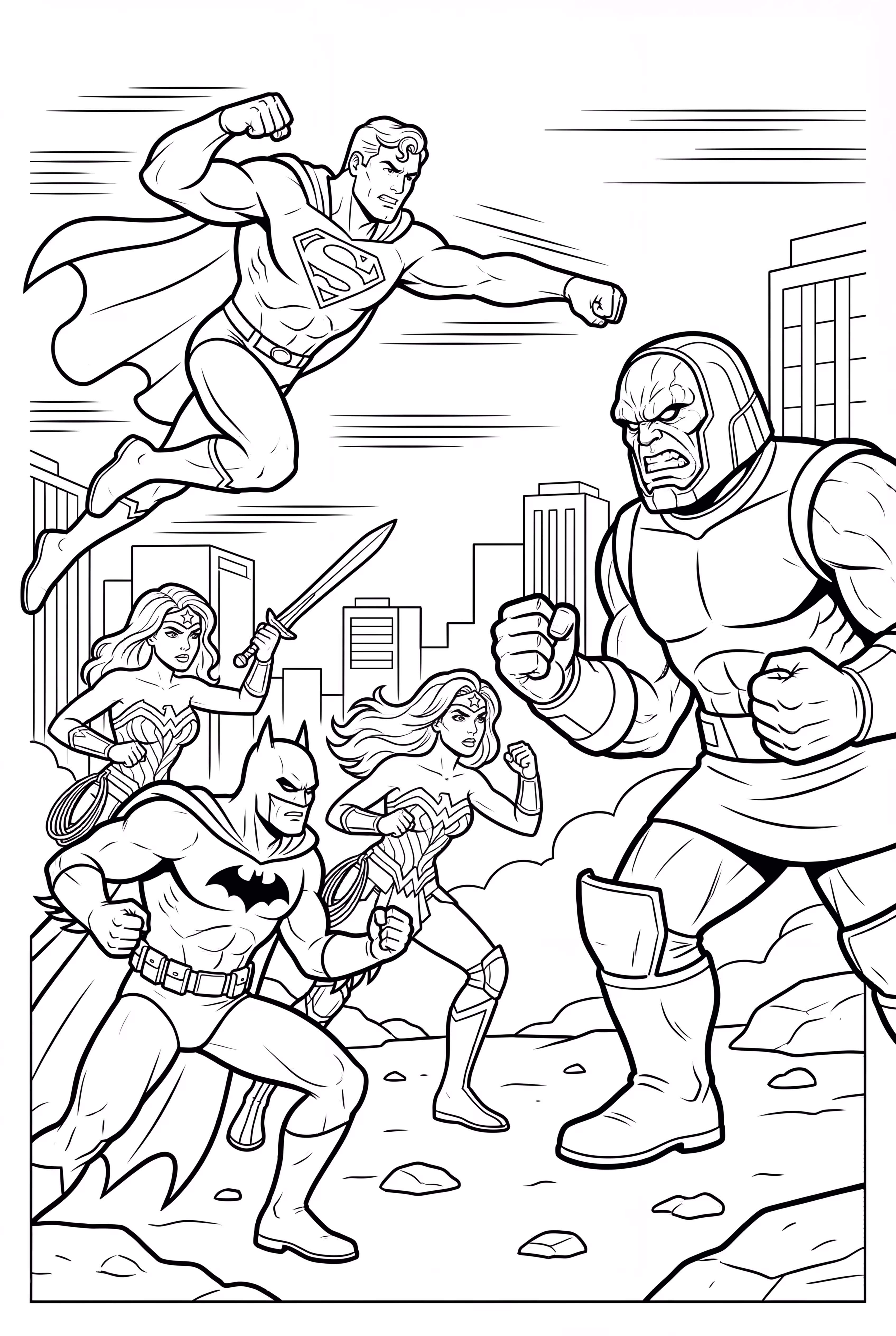 正義聯盟與超人聯手對抗達克賽德