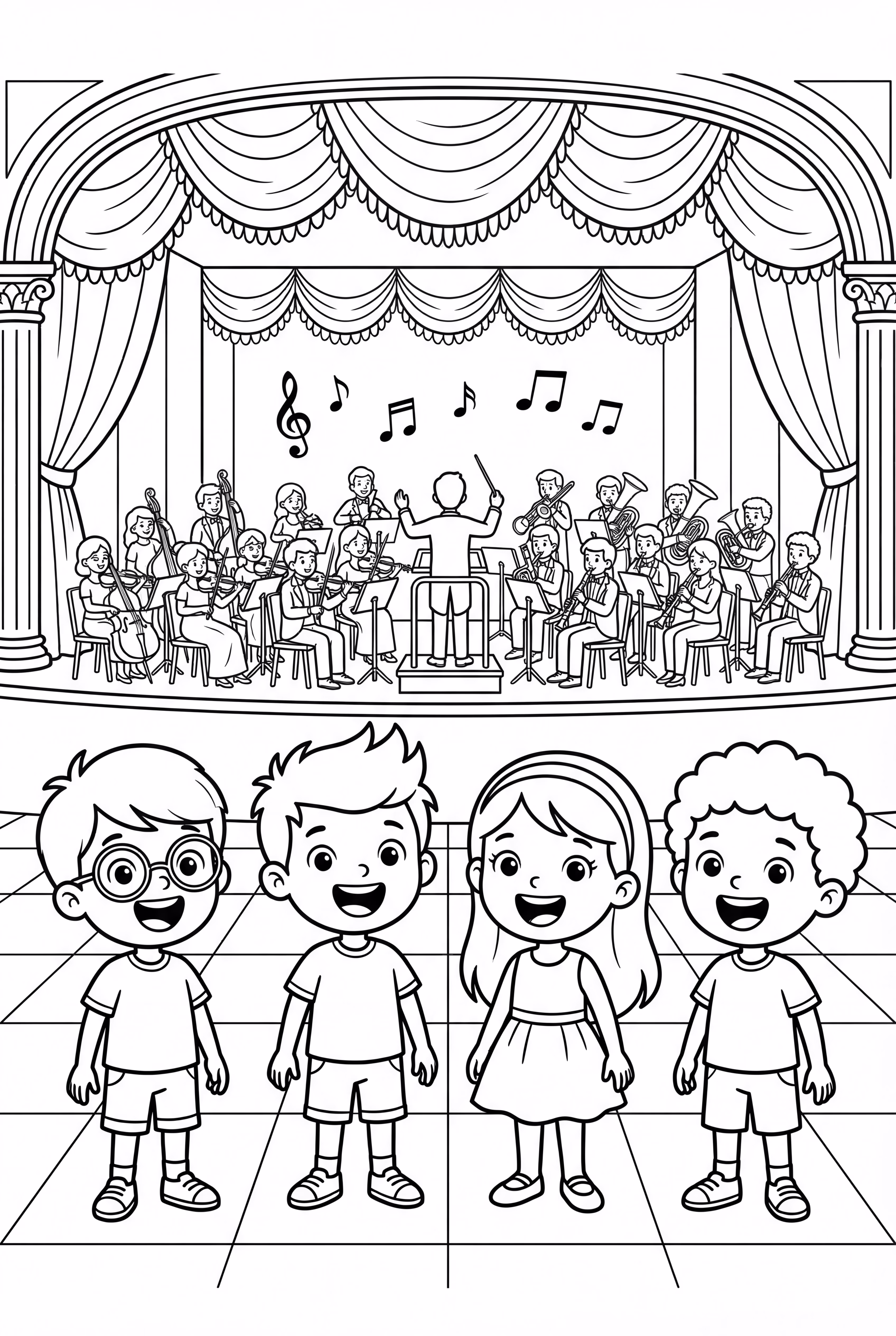 Les Petits Einstein devant un grand orchestre symphonique