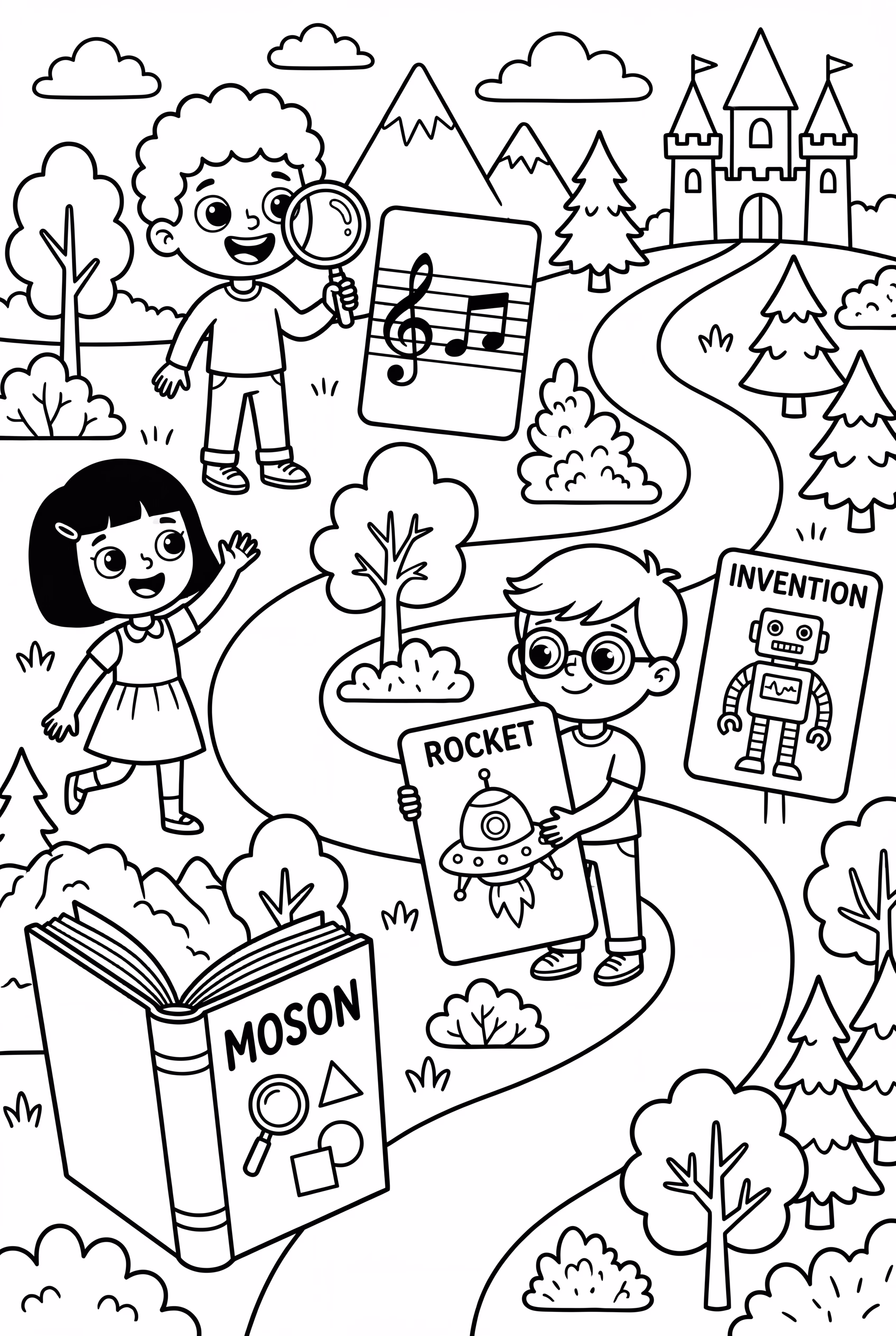 La carte de mission détaillée et les outils des Petits Einsteins