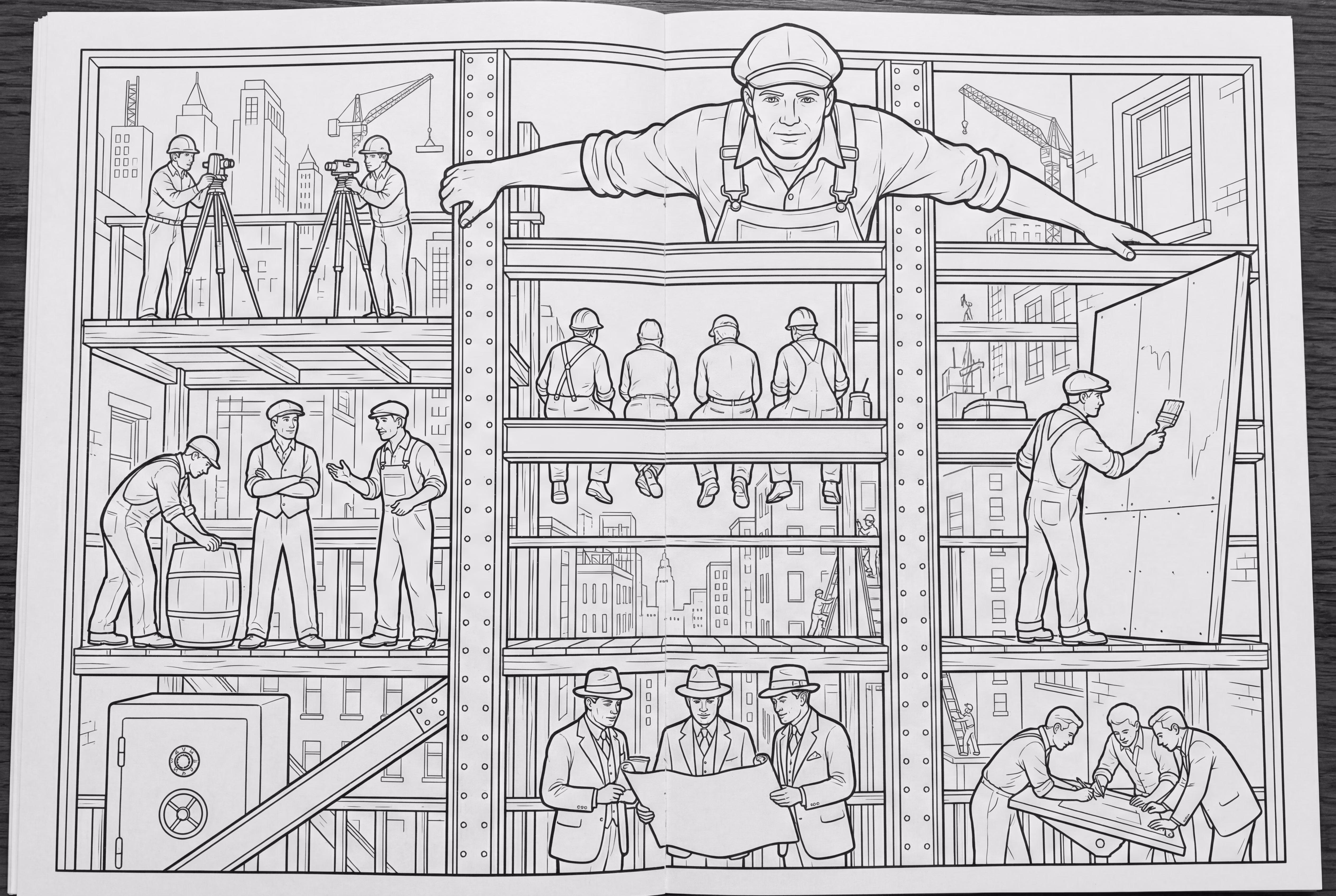 一个展示建造城市的壁画制作过程