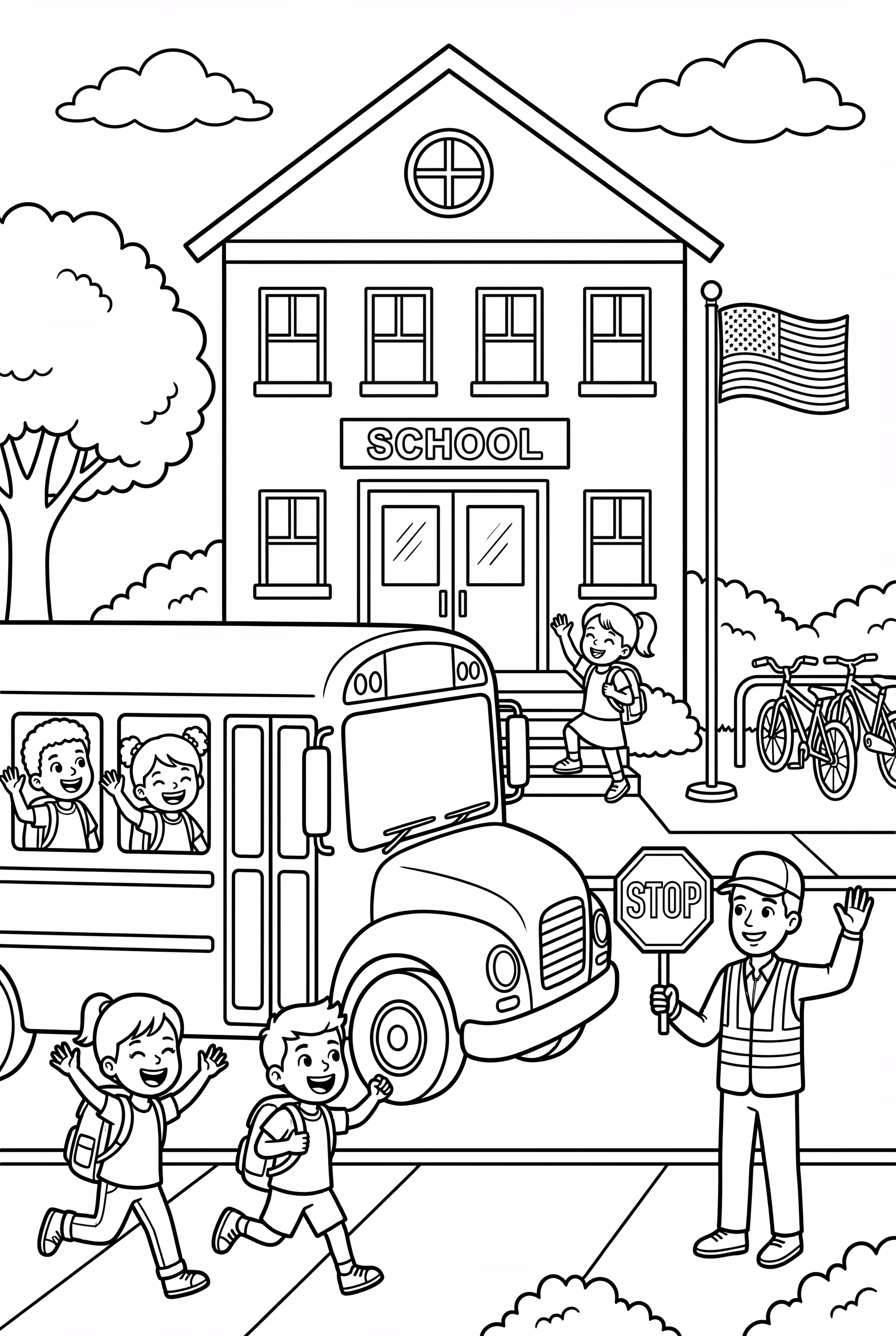 The School Bus Arriving Back To School