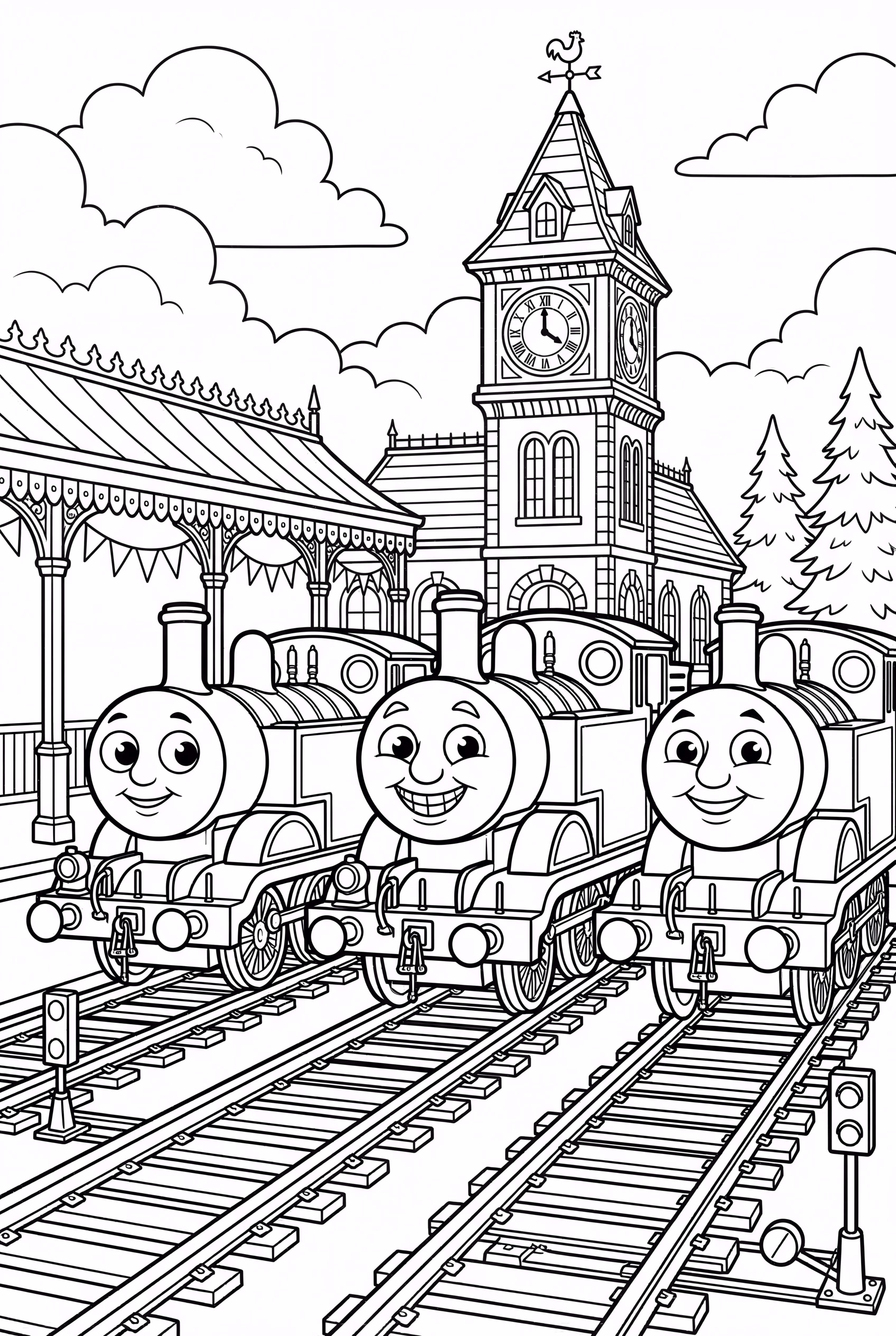 thomas the train and friends at a bustling station