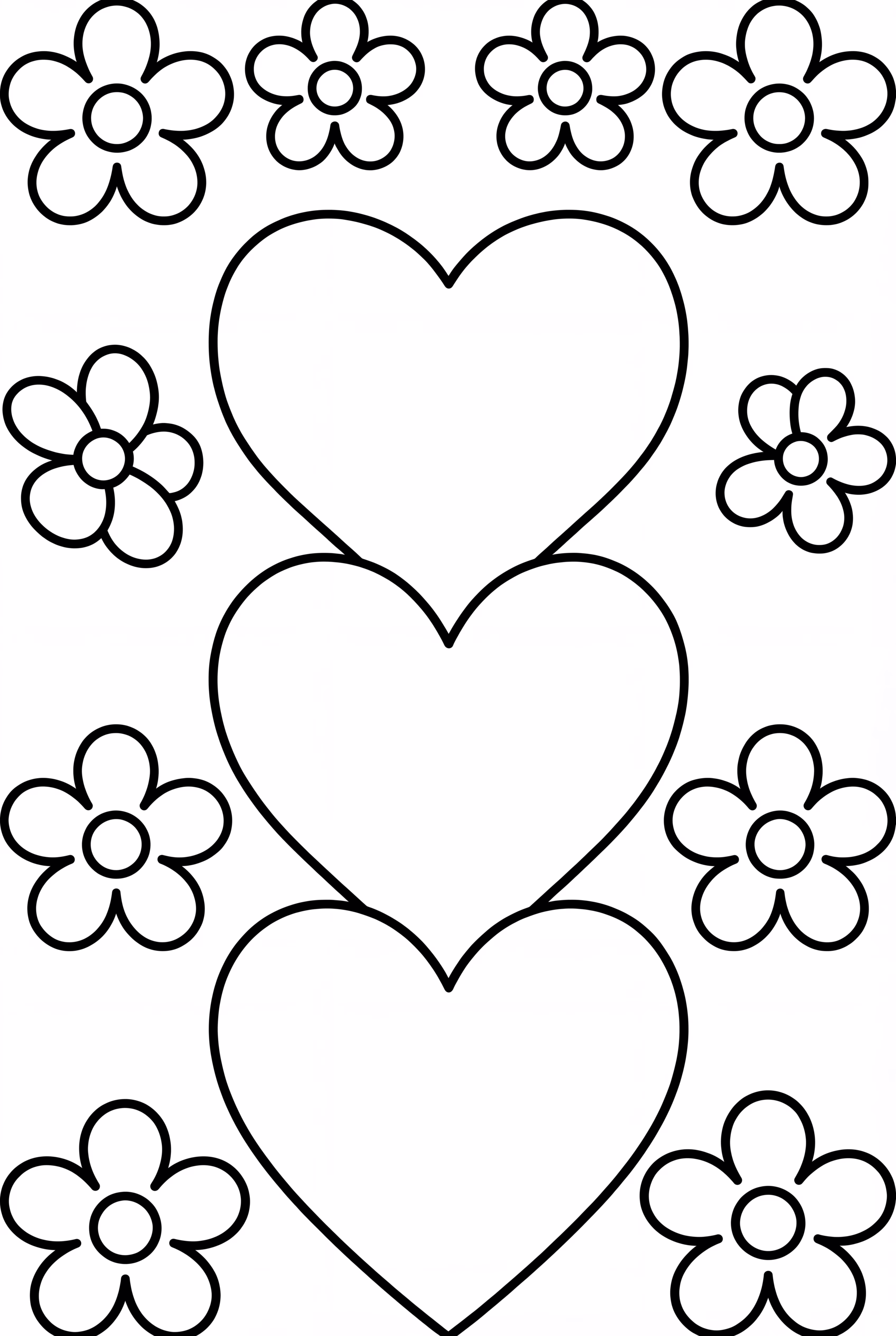 3つの浮かぶハートと花