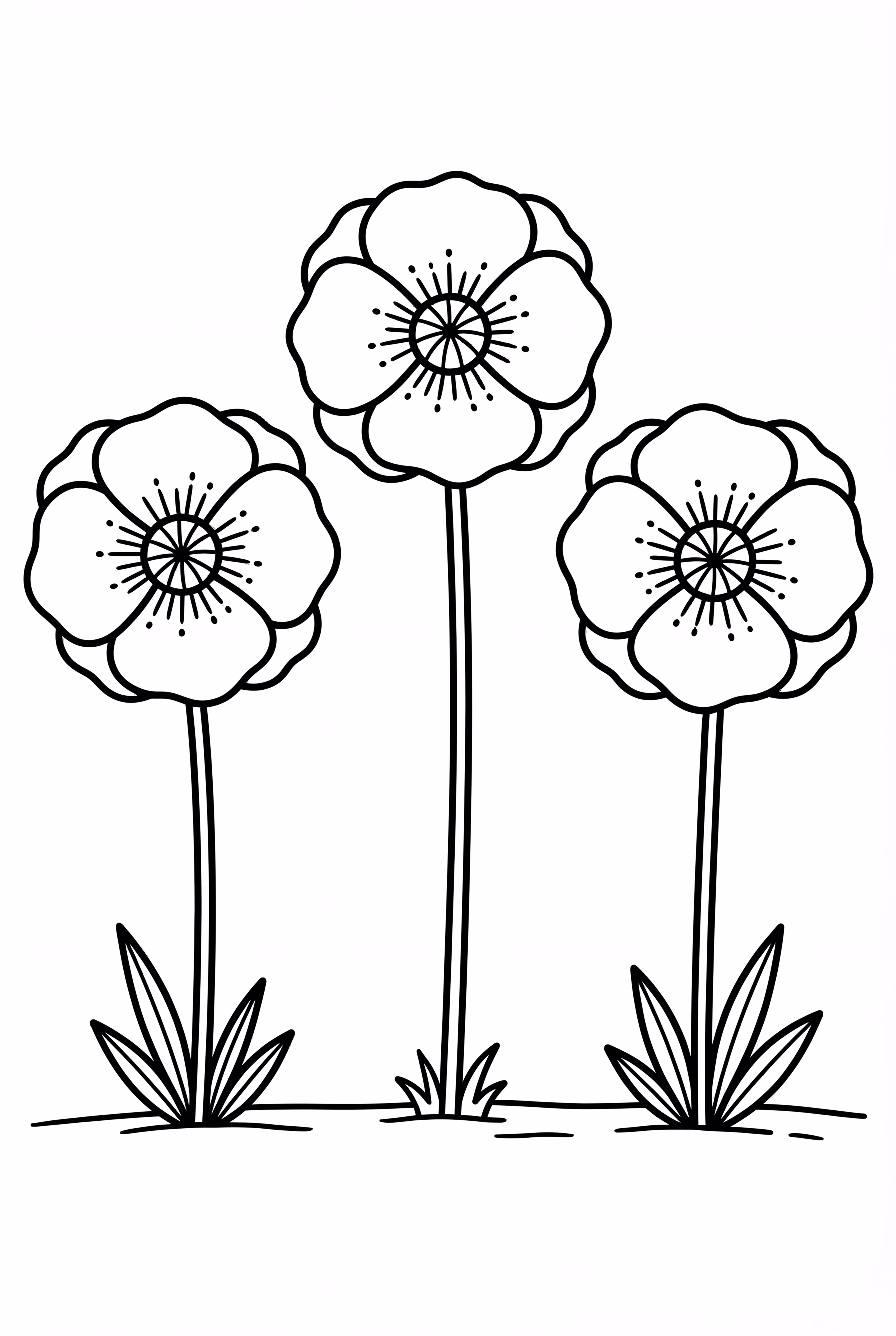 Three Poppy Flowers In A Row