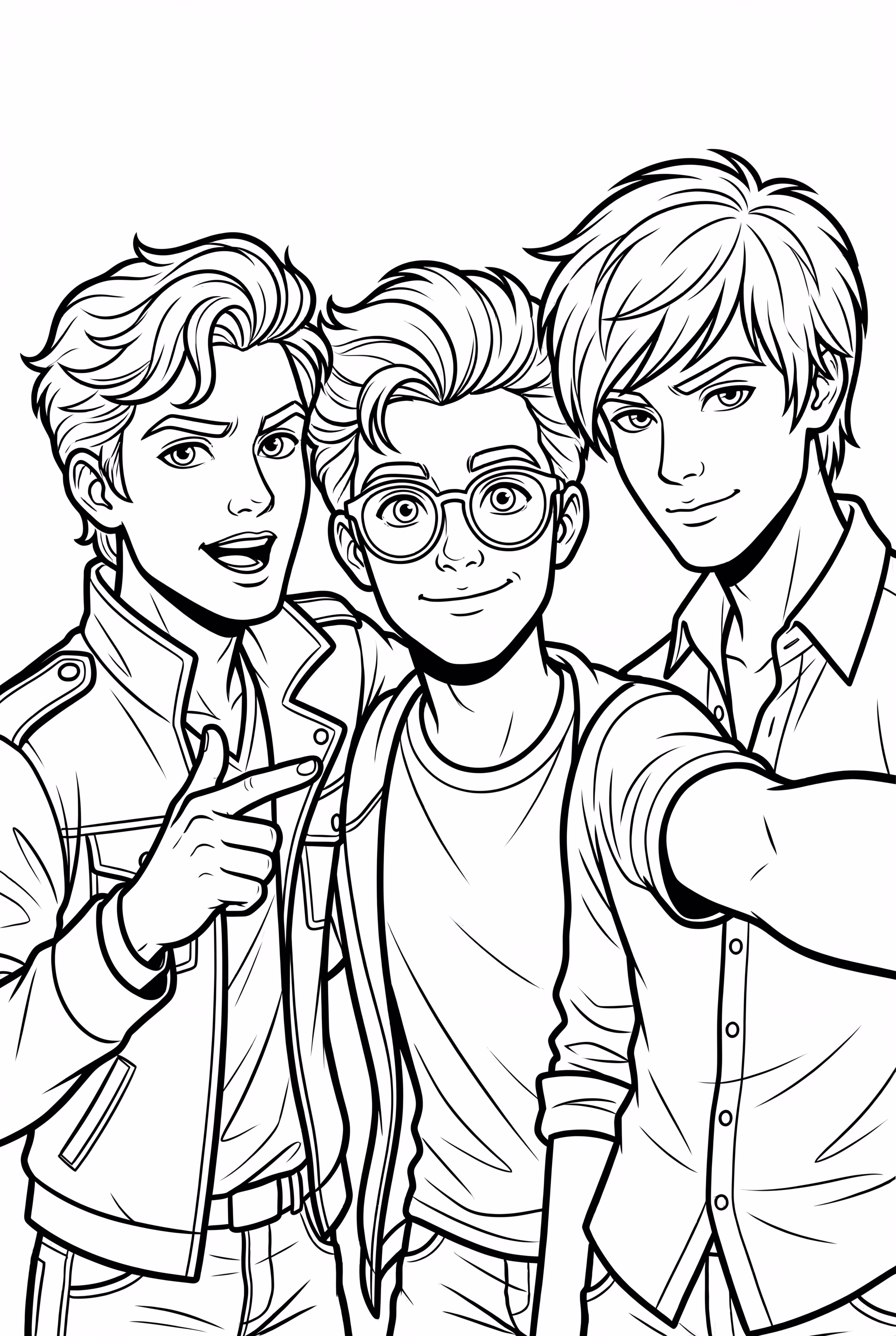 세 명의 소자 소년 멤버가 함께 포즈를 취함