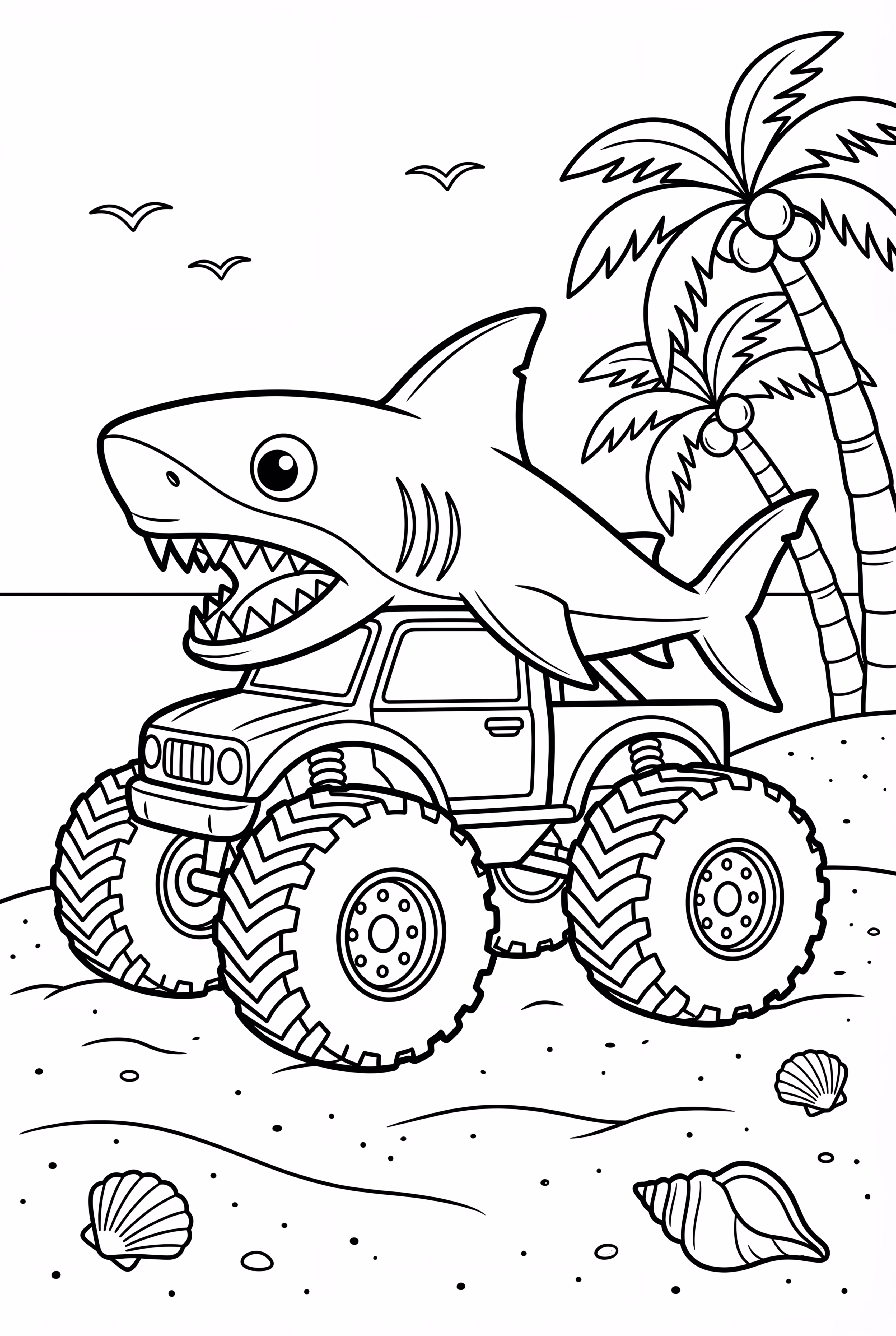 Tiger Shark Monster Truck On A Beach