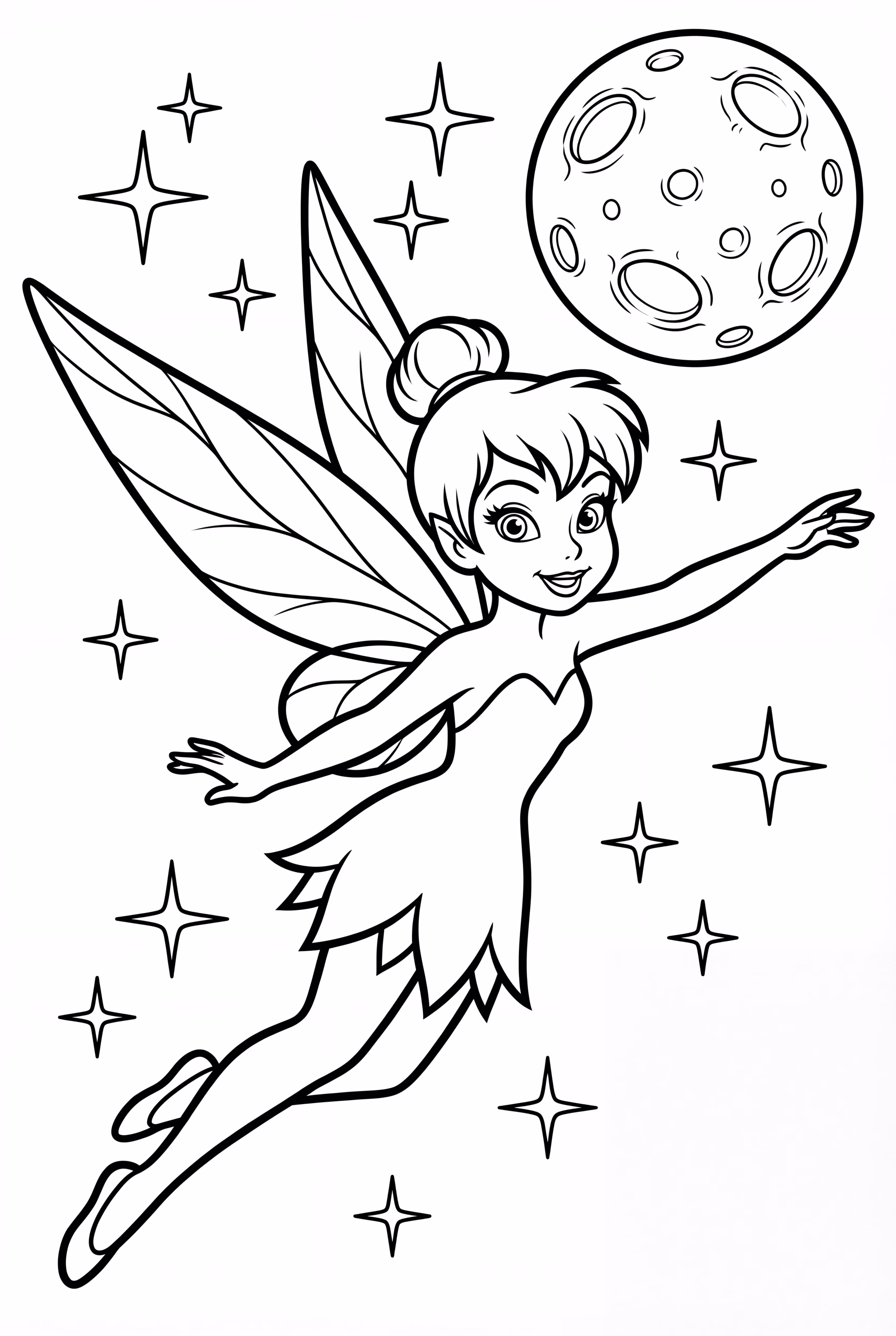 Clochette lançant un sort sous une pleine lune