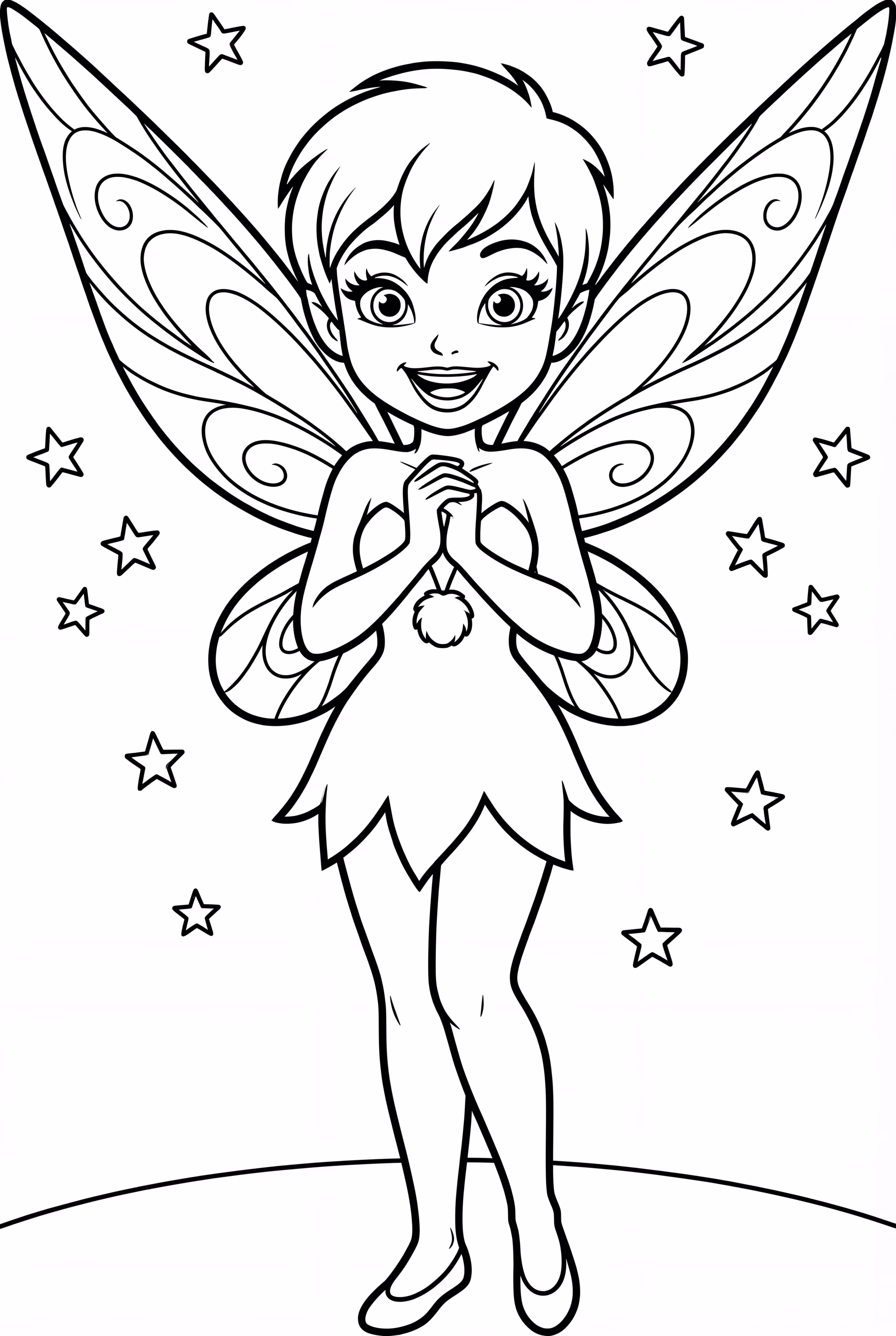 clochette souriante avec les ailes déployées