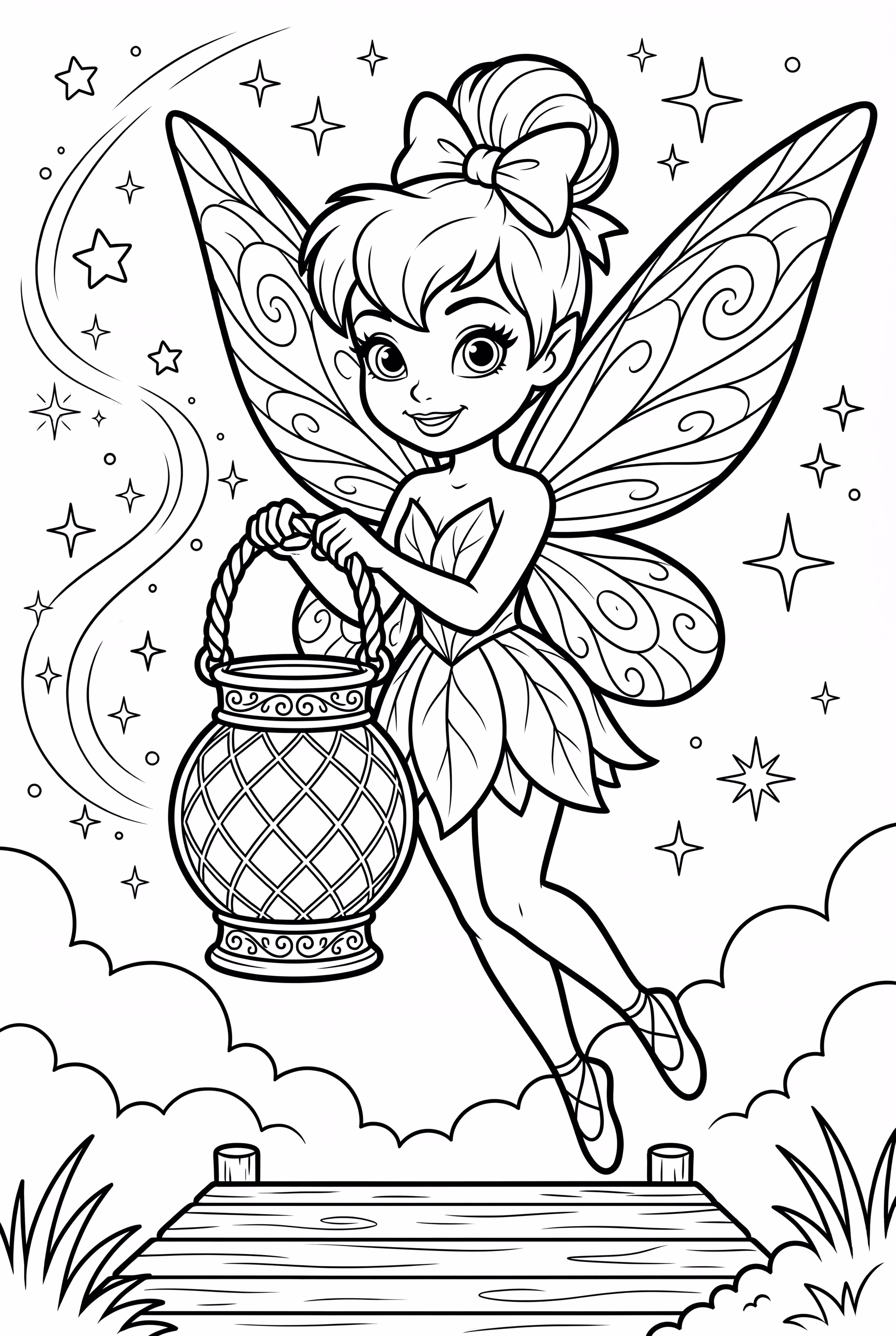 Clochette avec une lanterne lumineuse dans ses mains