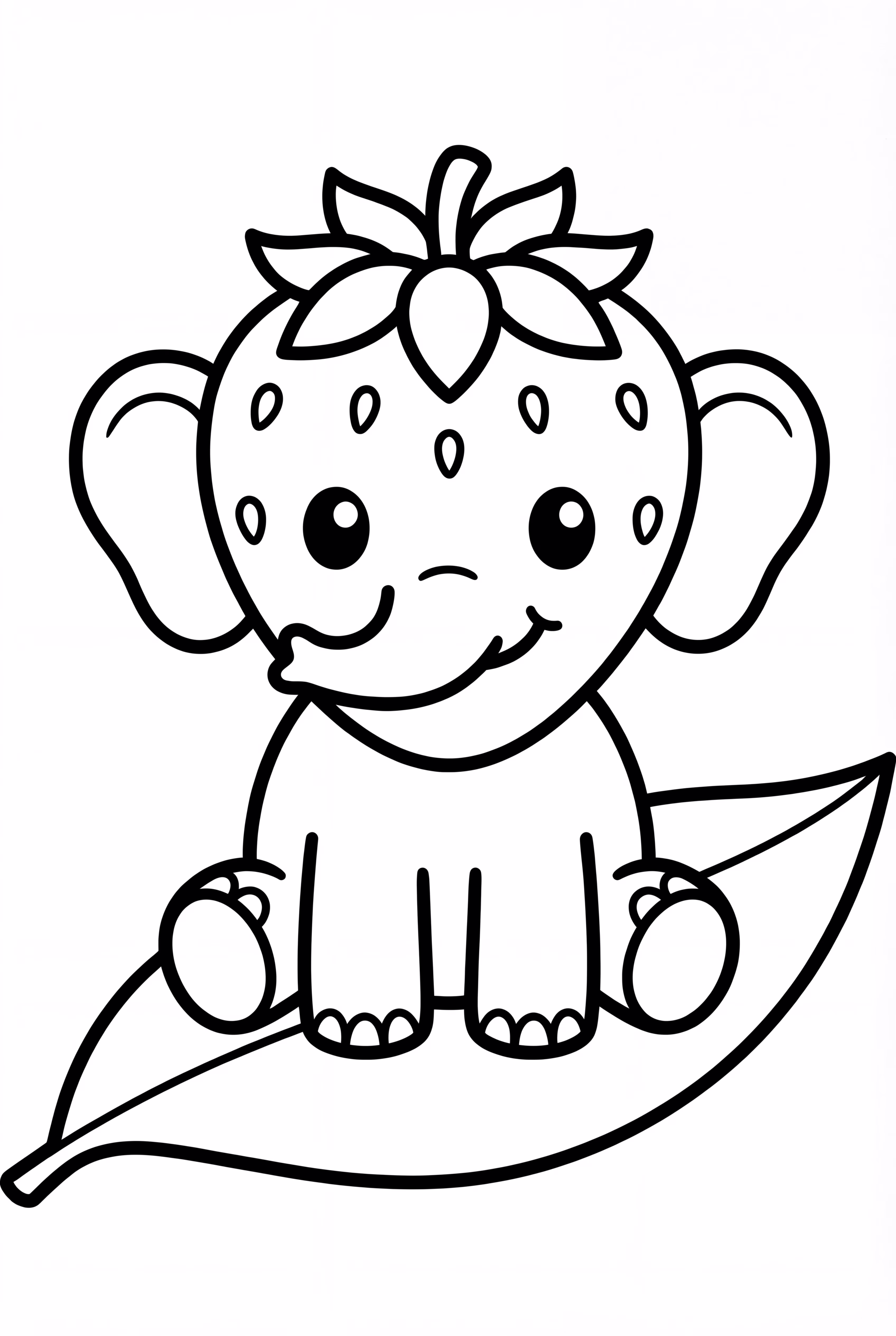 Tiny Strawberry Elephant On A Leaf