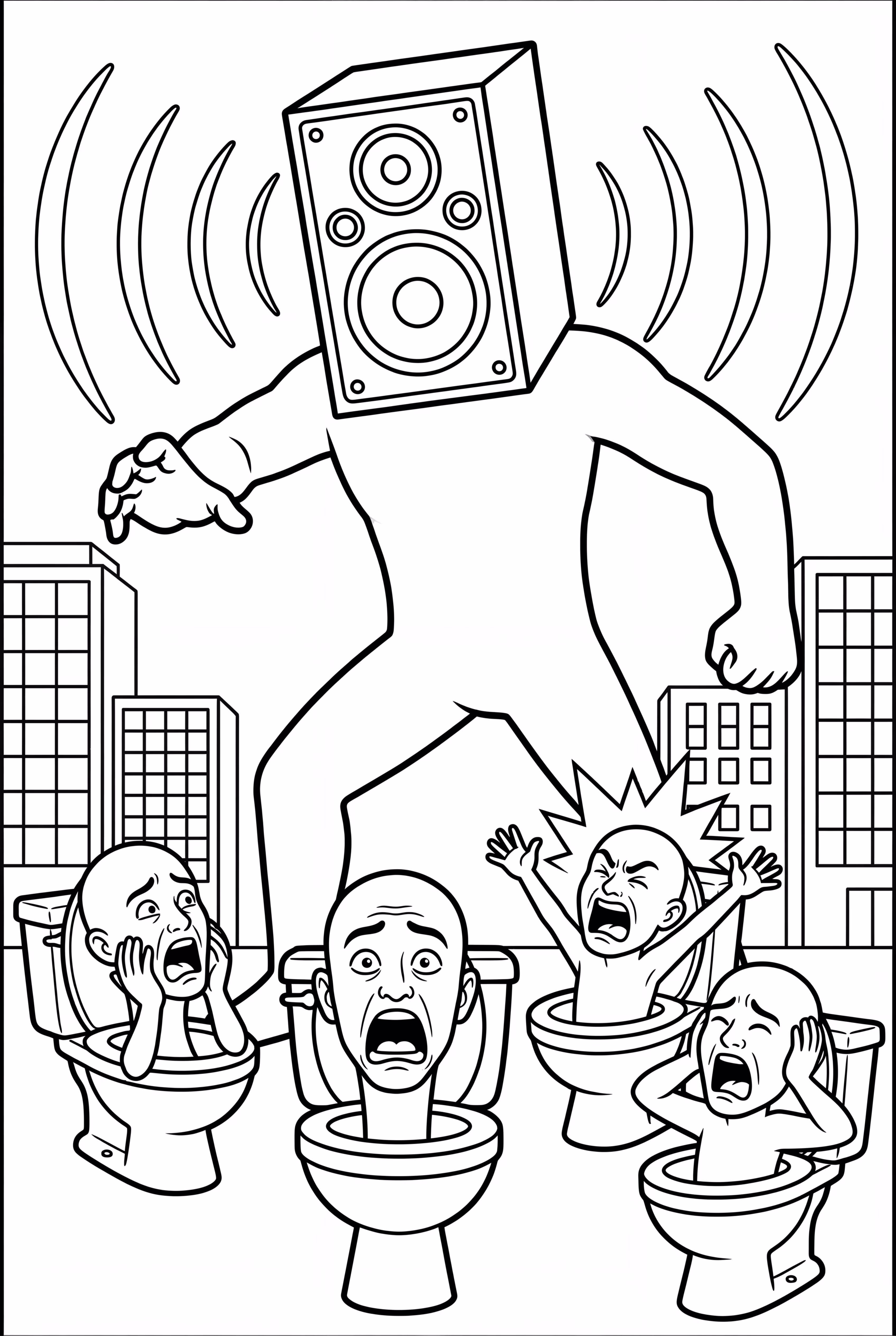 巨人喇叭人轟炸一群 Skibidi 馬桶