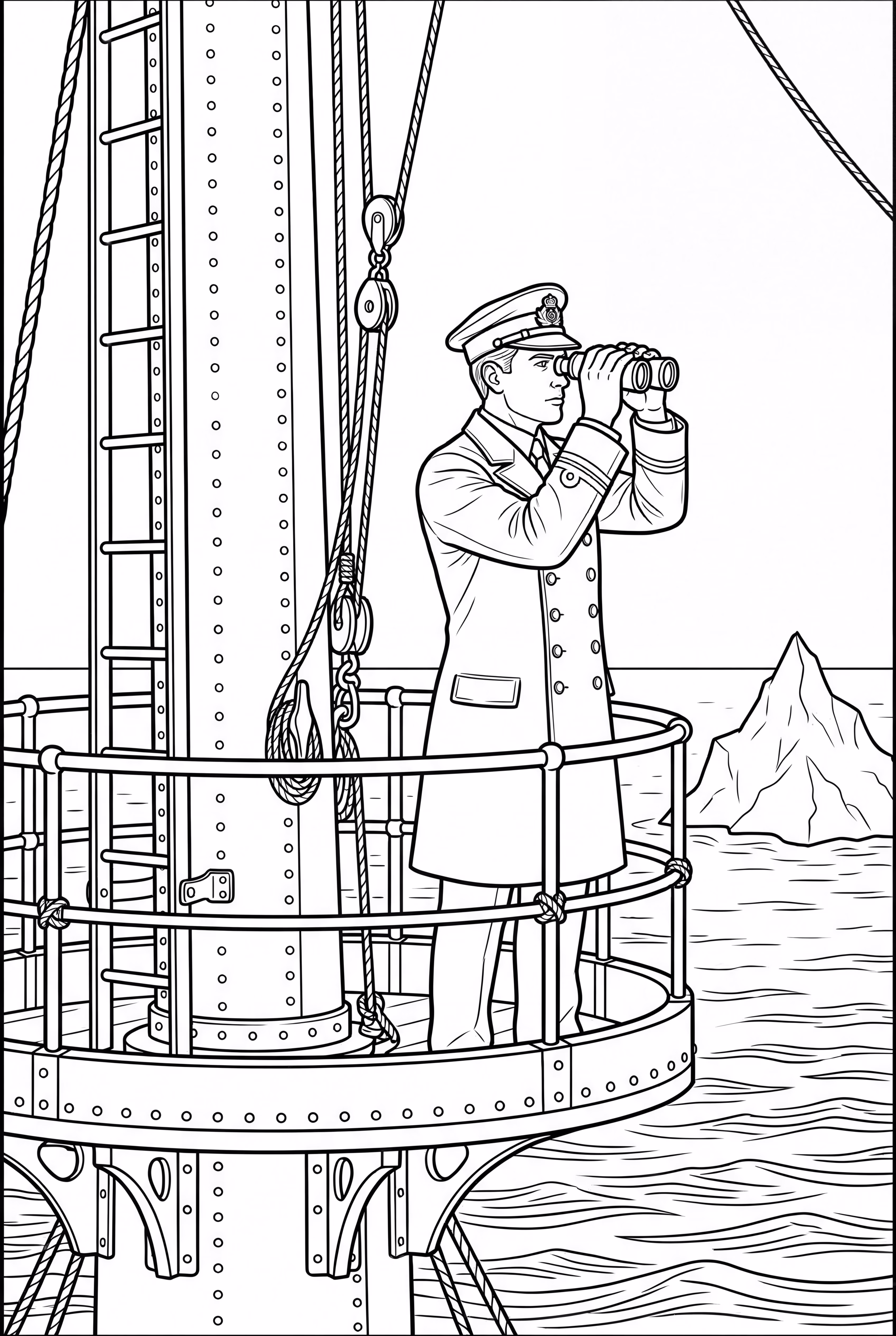 Nid de corbeau du Titanic avec vigie