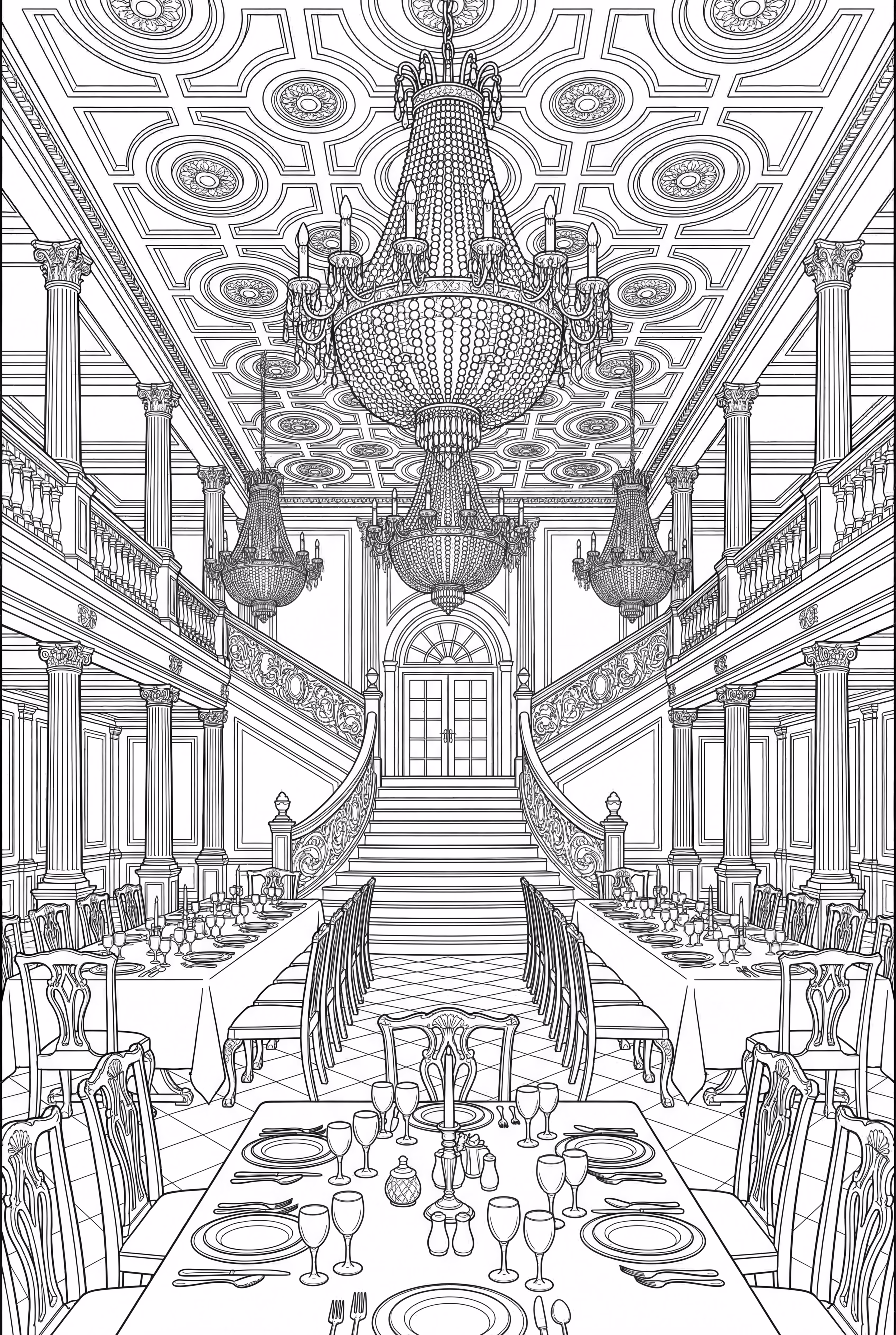 Sala de Jantar do Titanic com Lustres