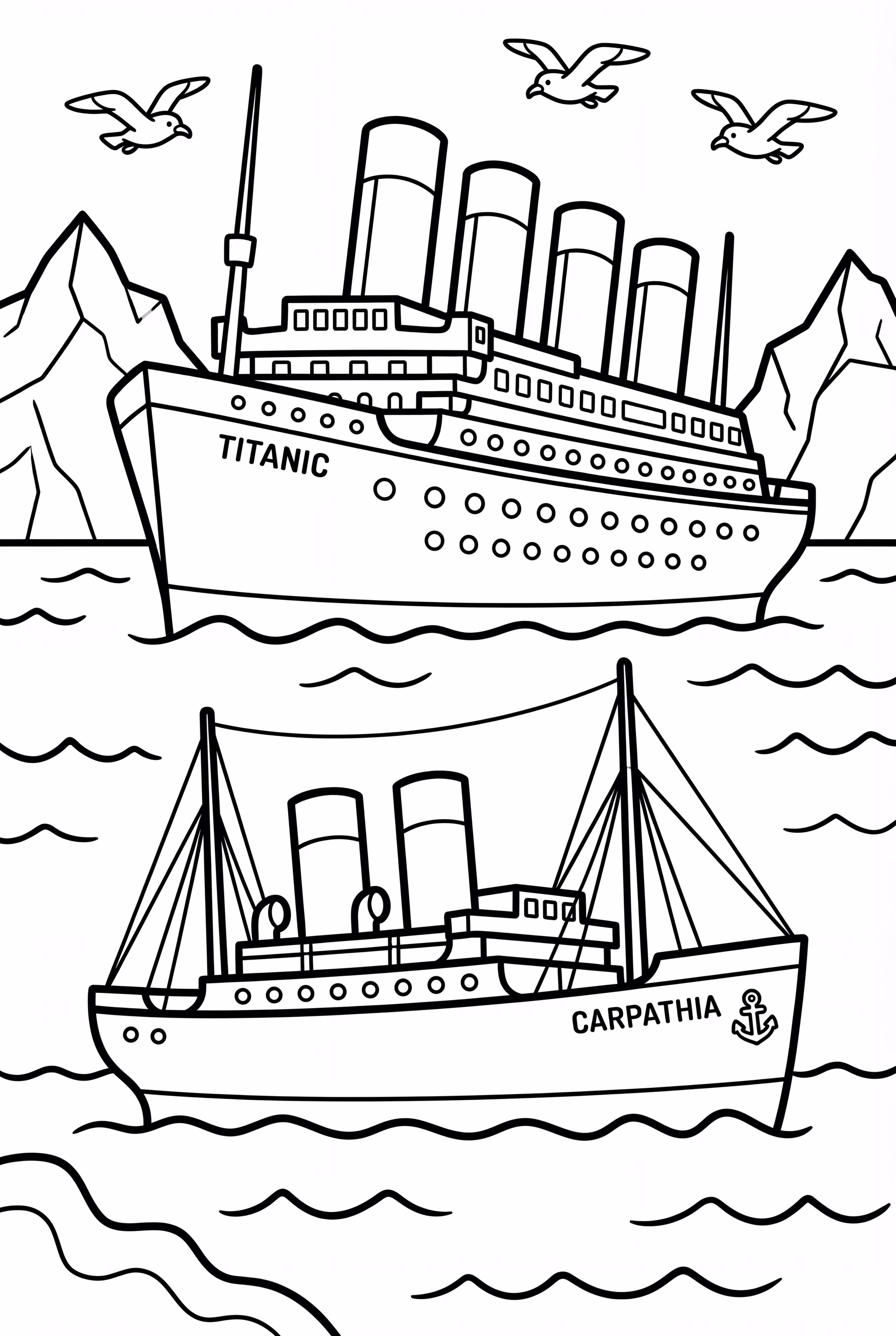 Titanic With Rescue Ship Carpathia