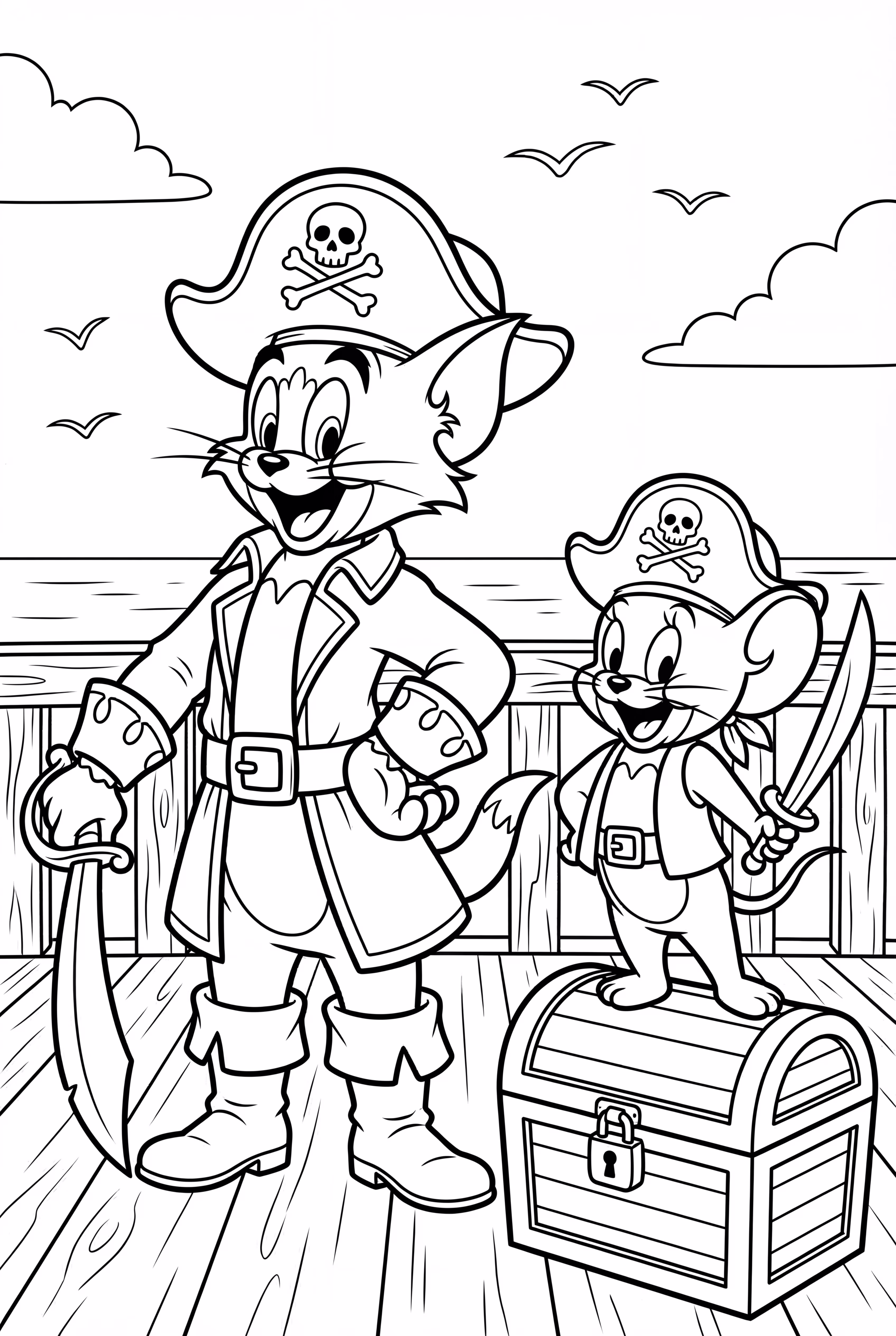 Tom And Jerry As Pirates On A Ship