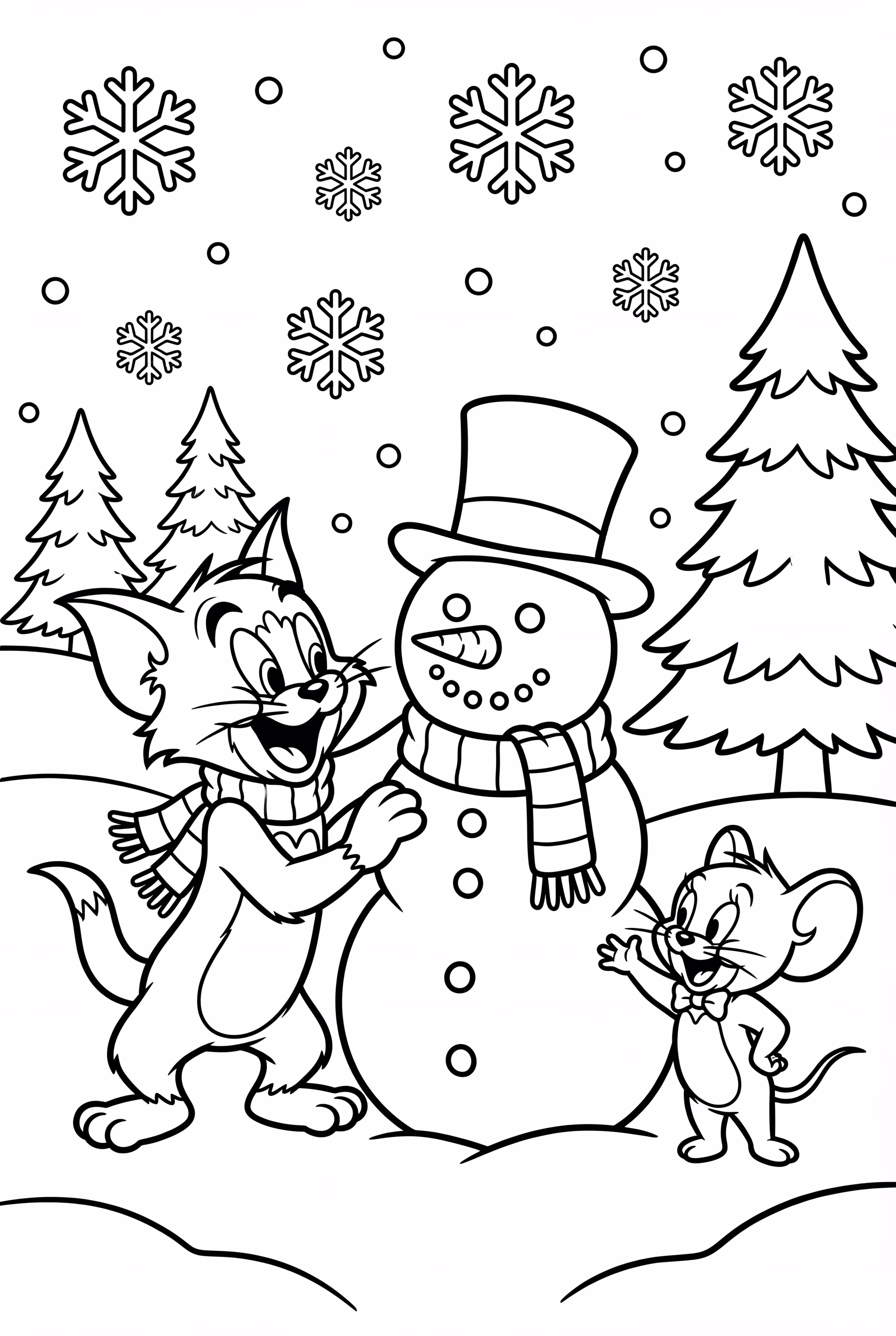 Tom And Jerry Building A Snowman