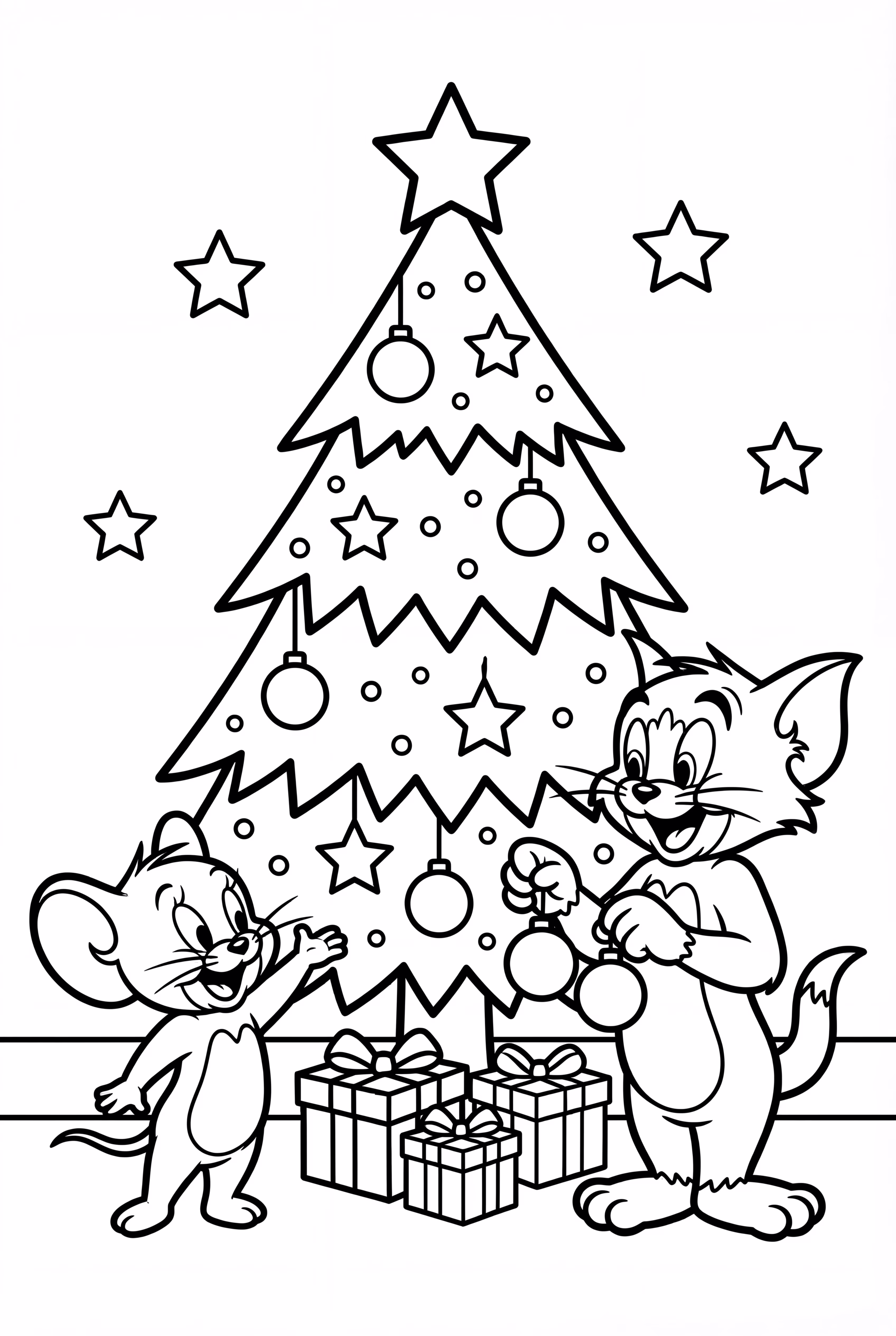 Tom And Jerry Decorating A Christmas Tree