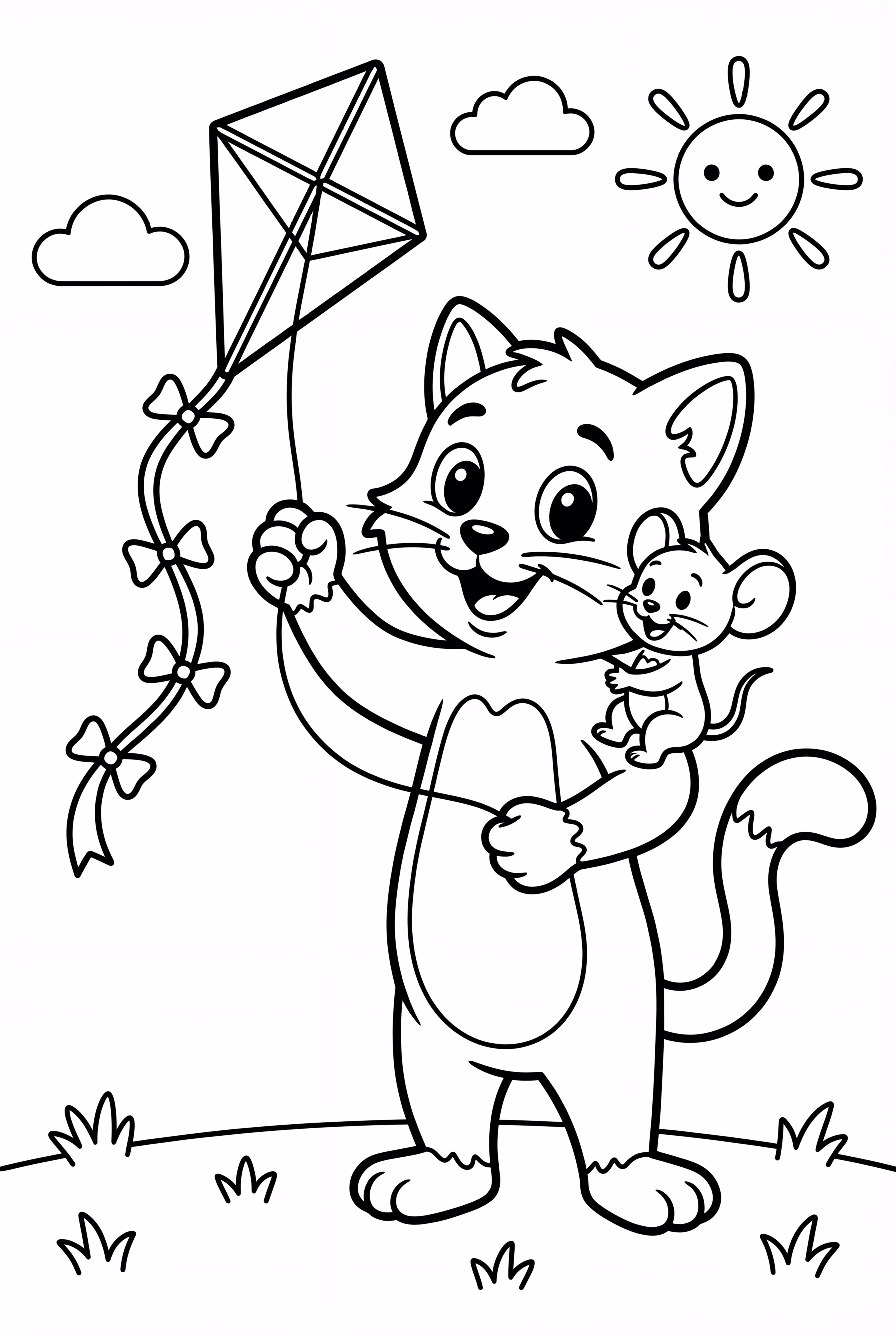Tom And Jerry Flying A Kite