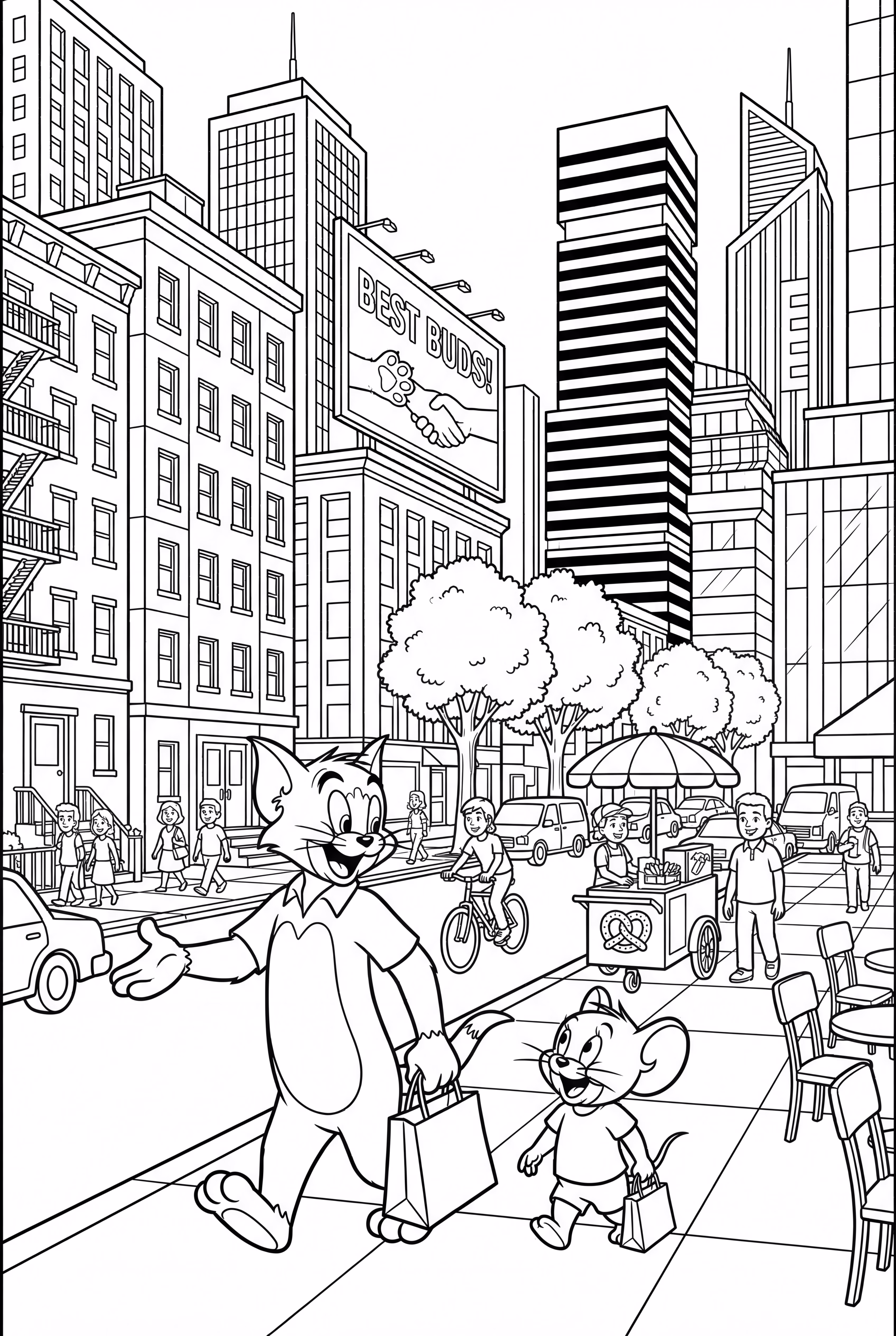 Tom And Jerry In A Crowded City Scene