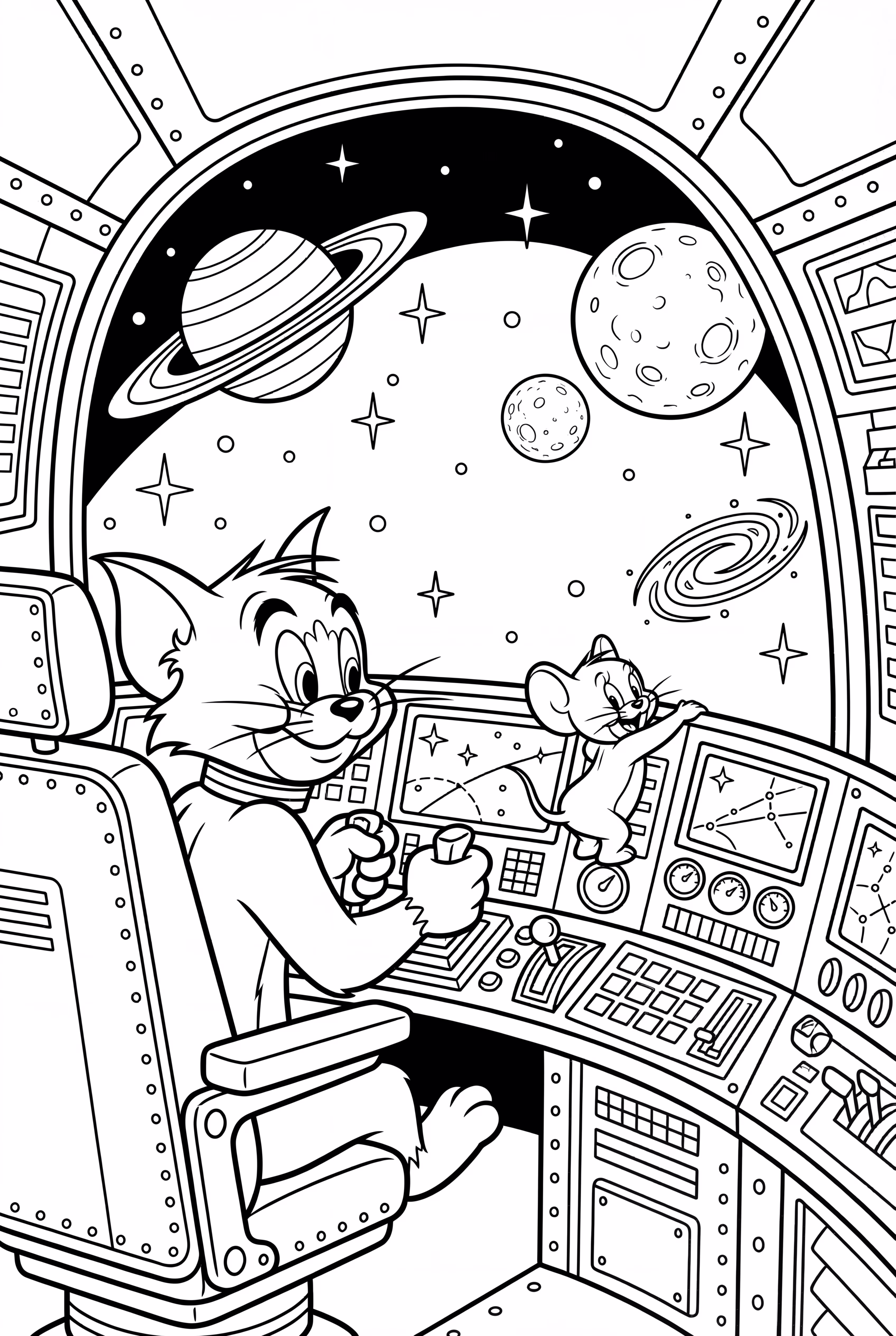 Tom And Jerry In A Spaceship Cockpit