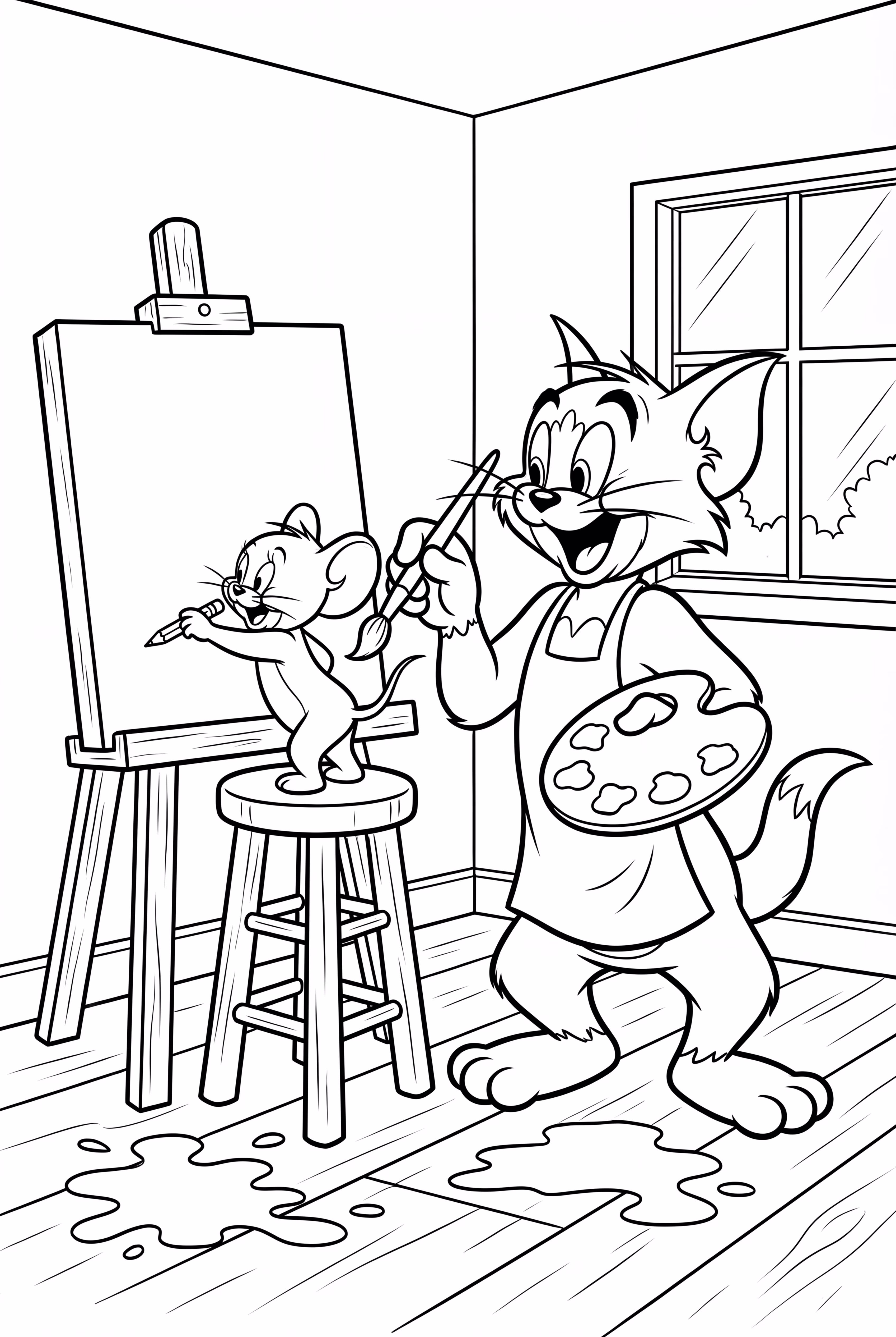 Tom And Jerry Painting A Picture