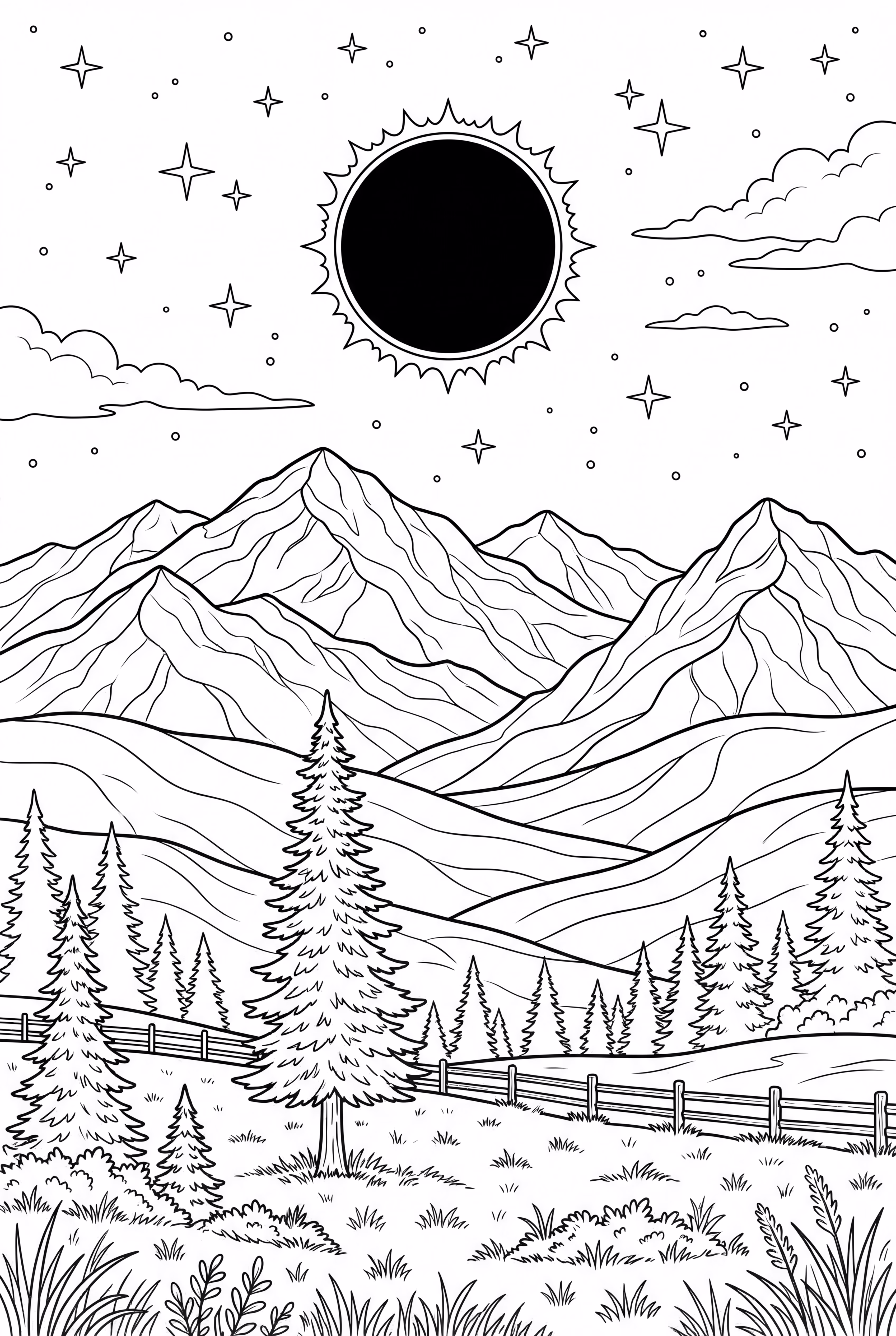 total solar eclipse panorama