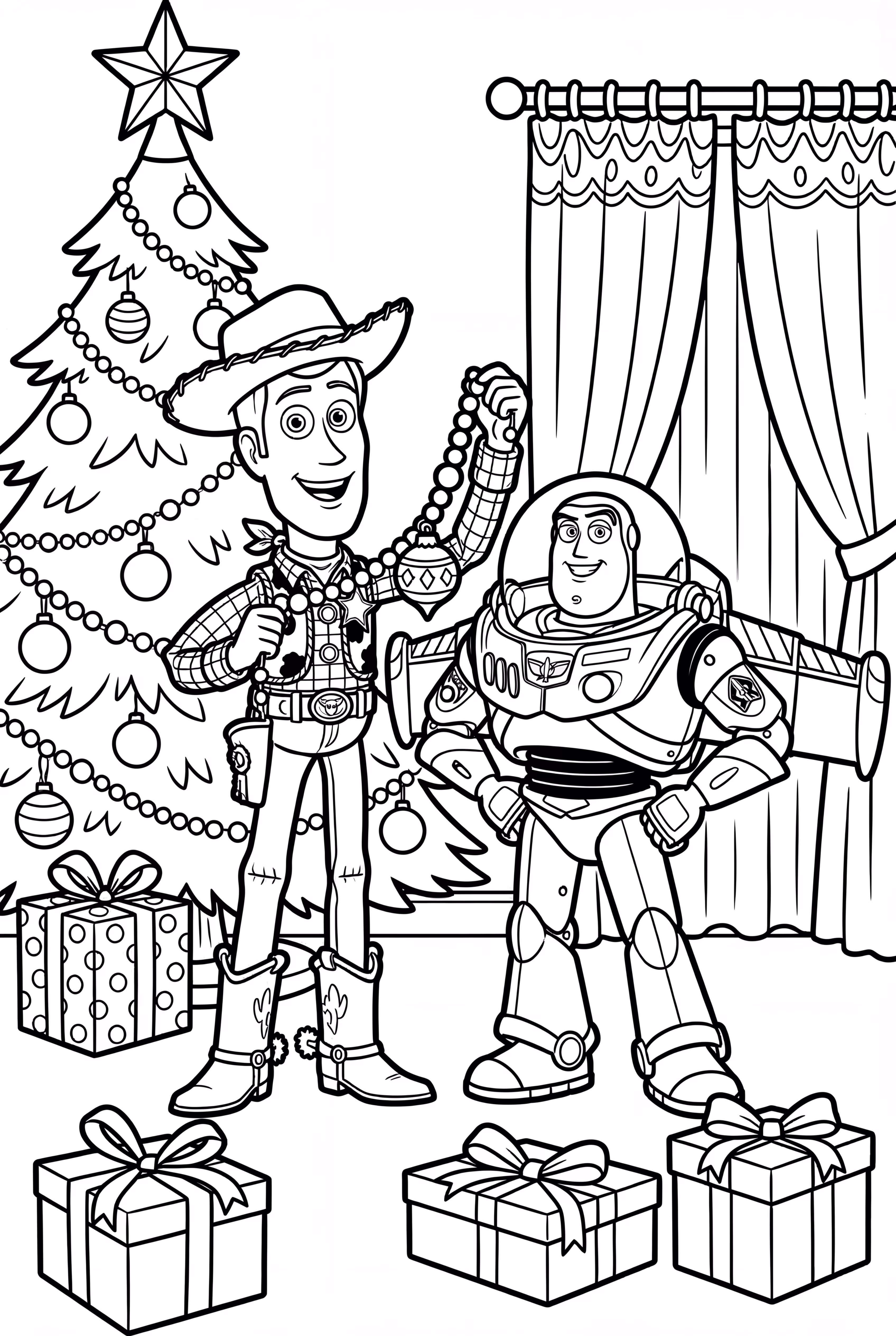 Toy Story Characters Decorating for Christmas