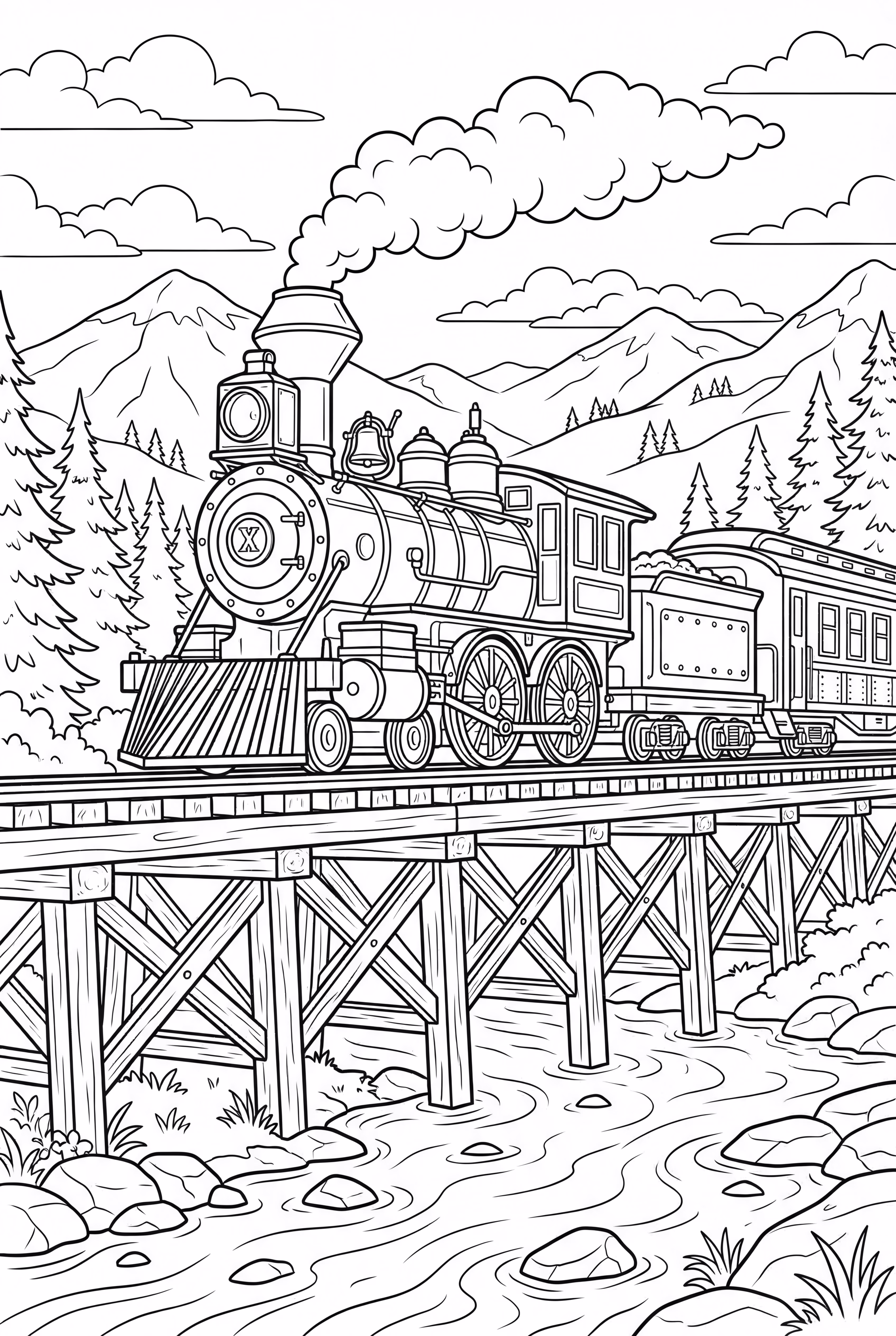 火车穿越河流的木桥-2