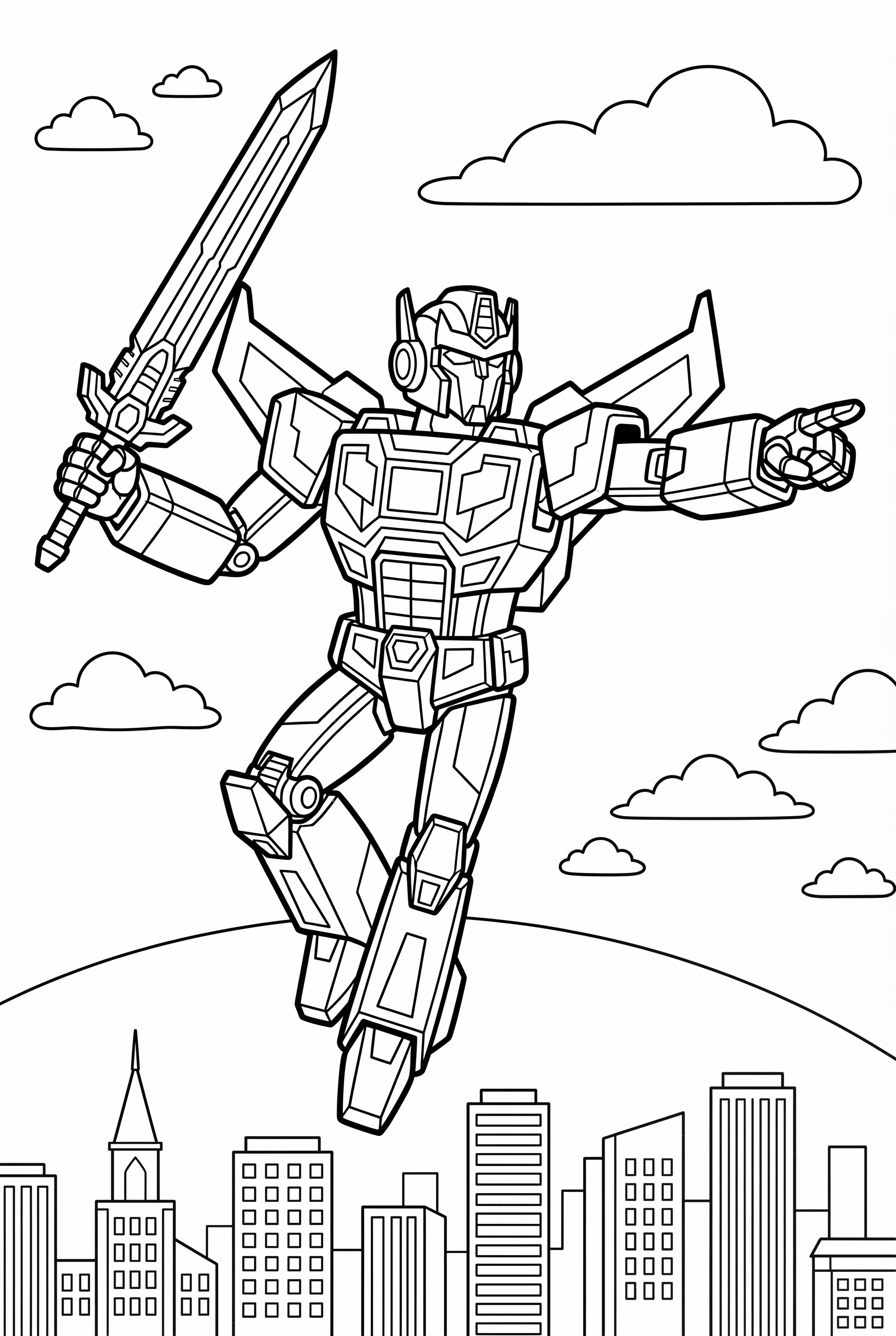 Transformers Robots in Disguise Flying Above the City