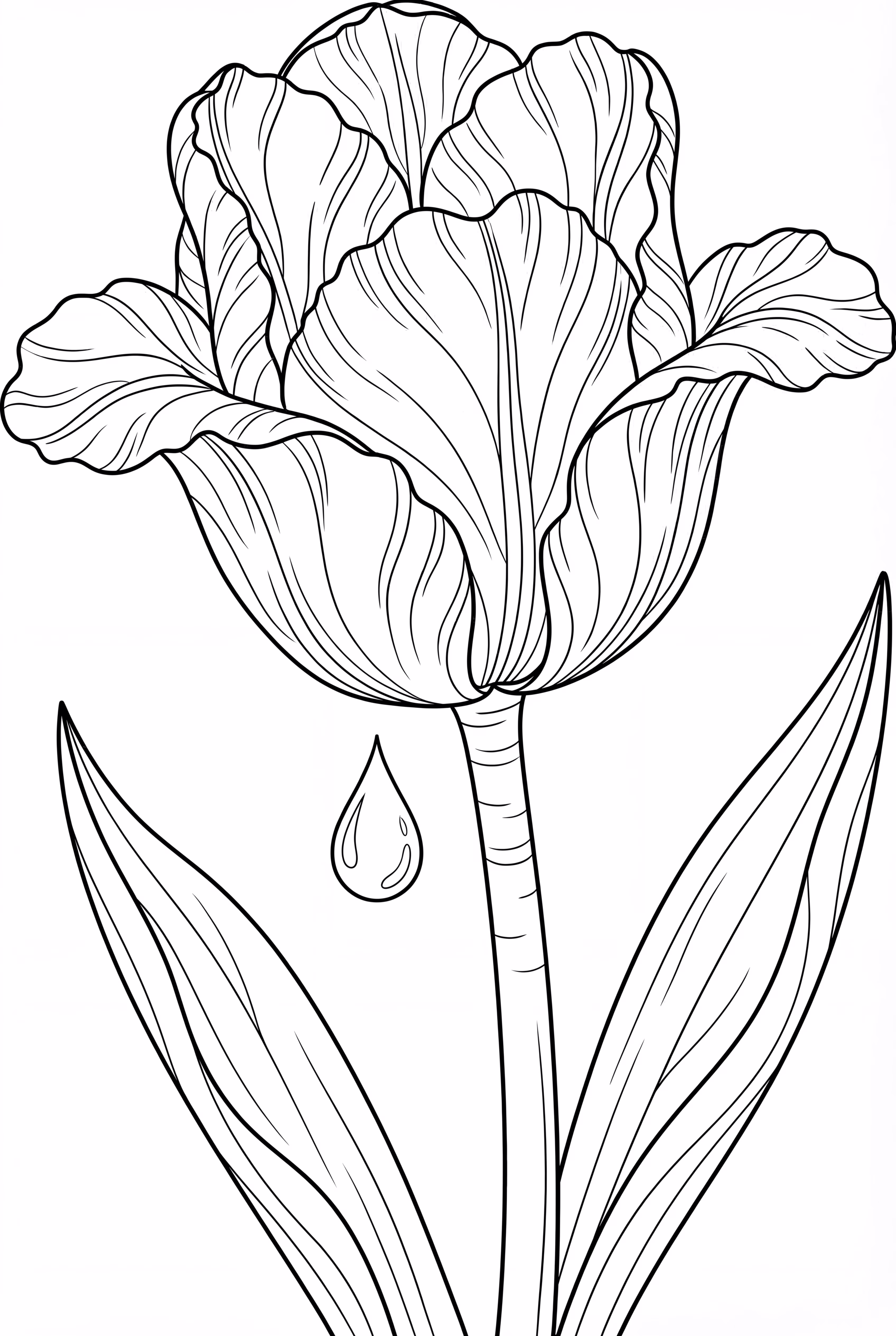 Tulipán en Primer Plano con Gotas de Rocío