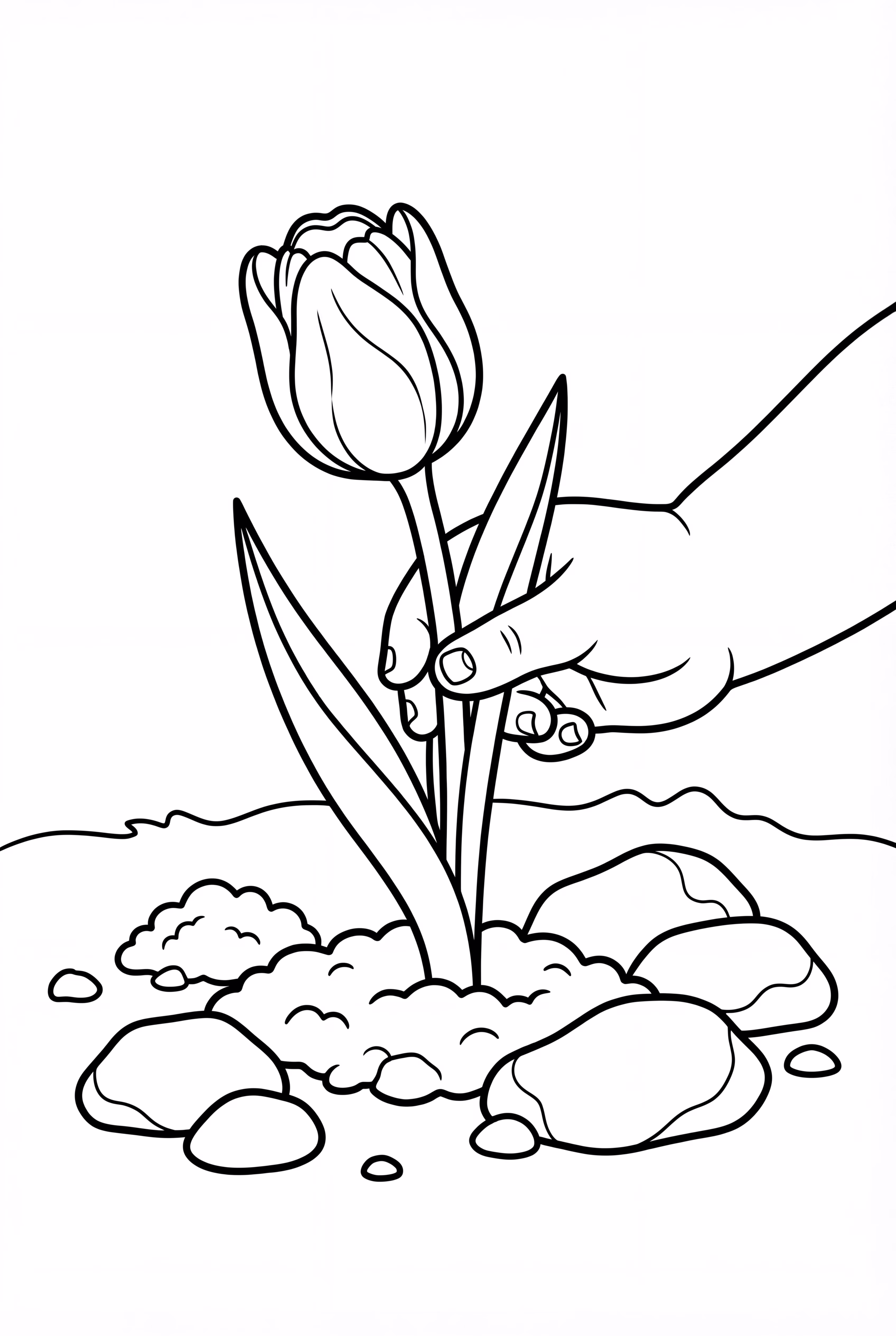Tulip in a Child's Hand Planting