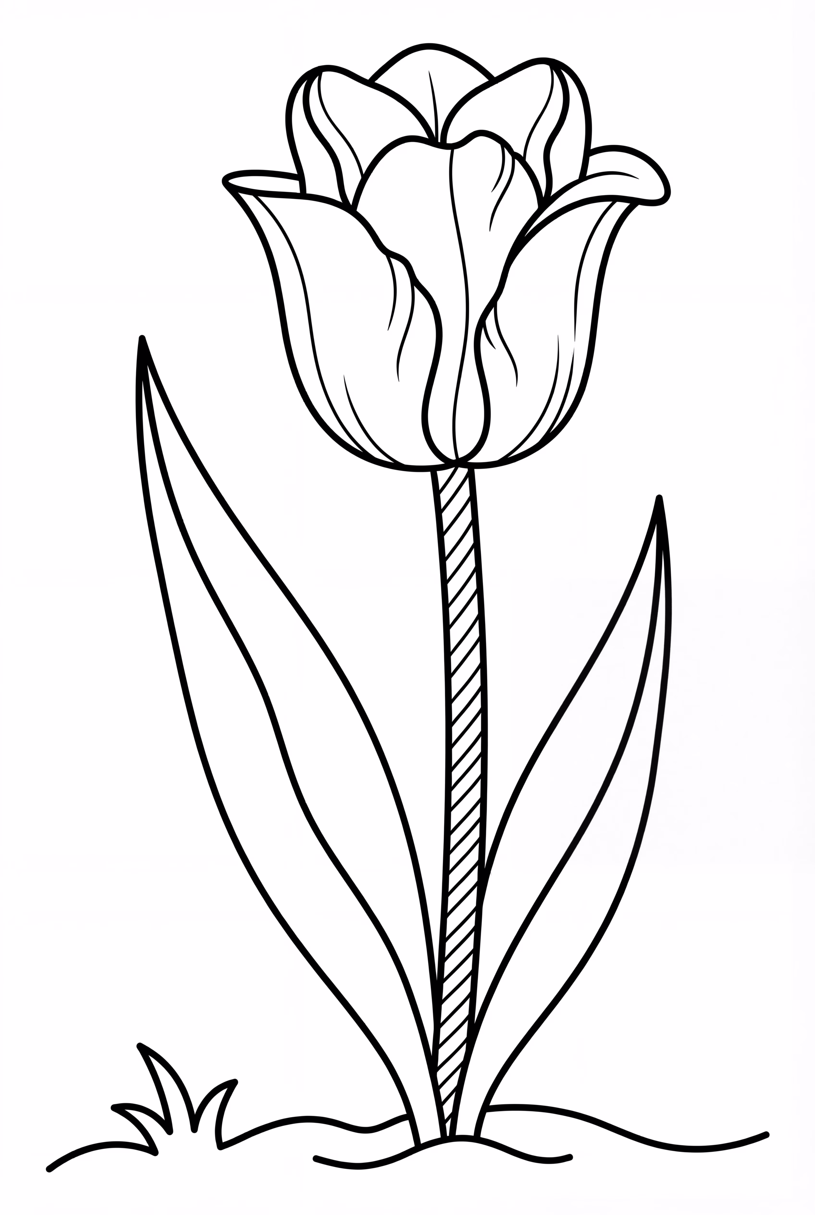 Tulip in Botanical Illustration Style