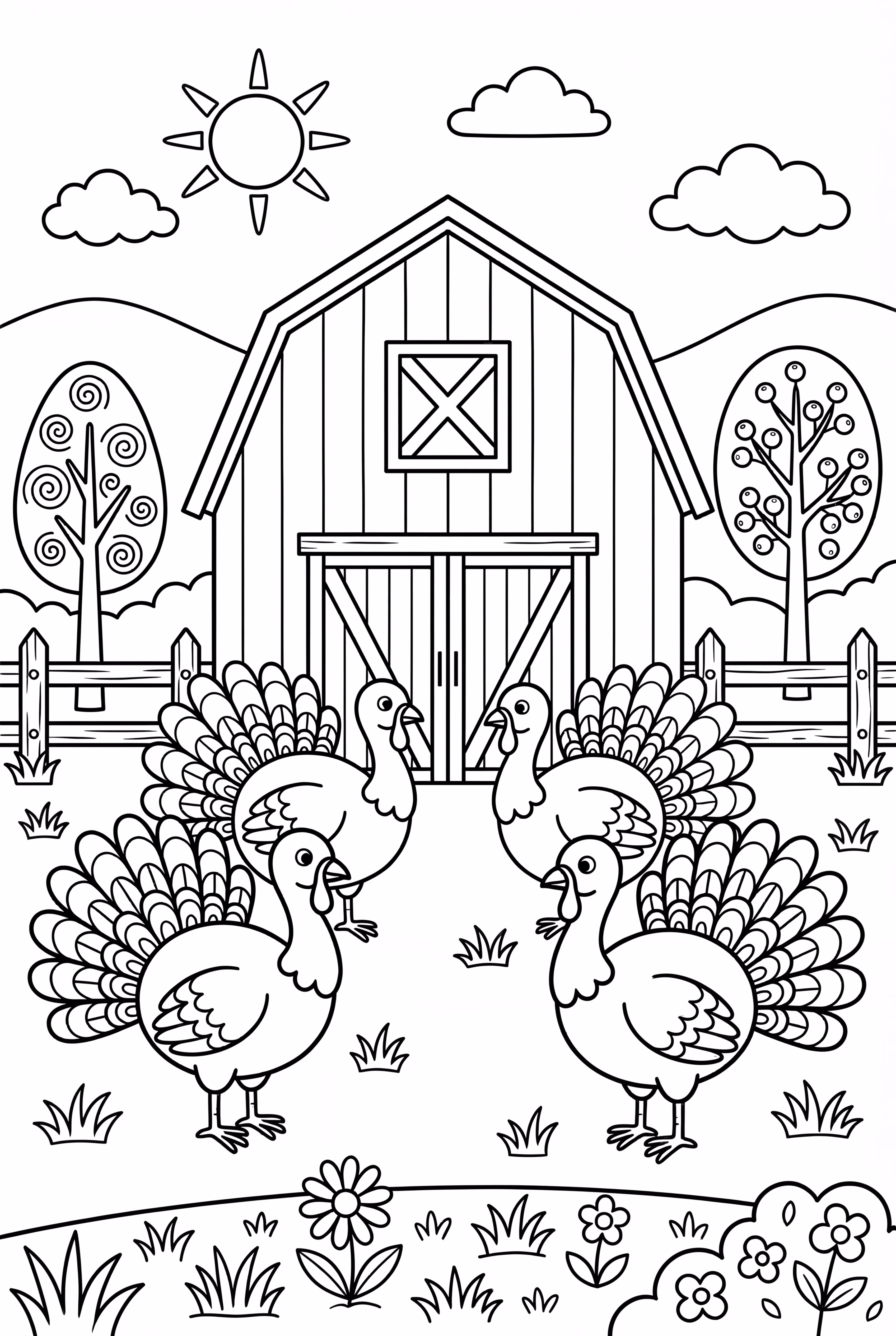 Escena de Granja de Pavos