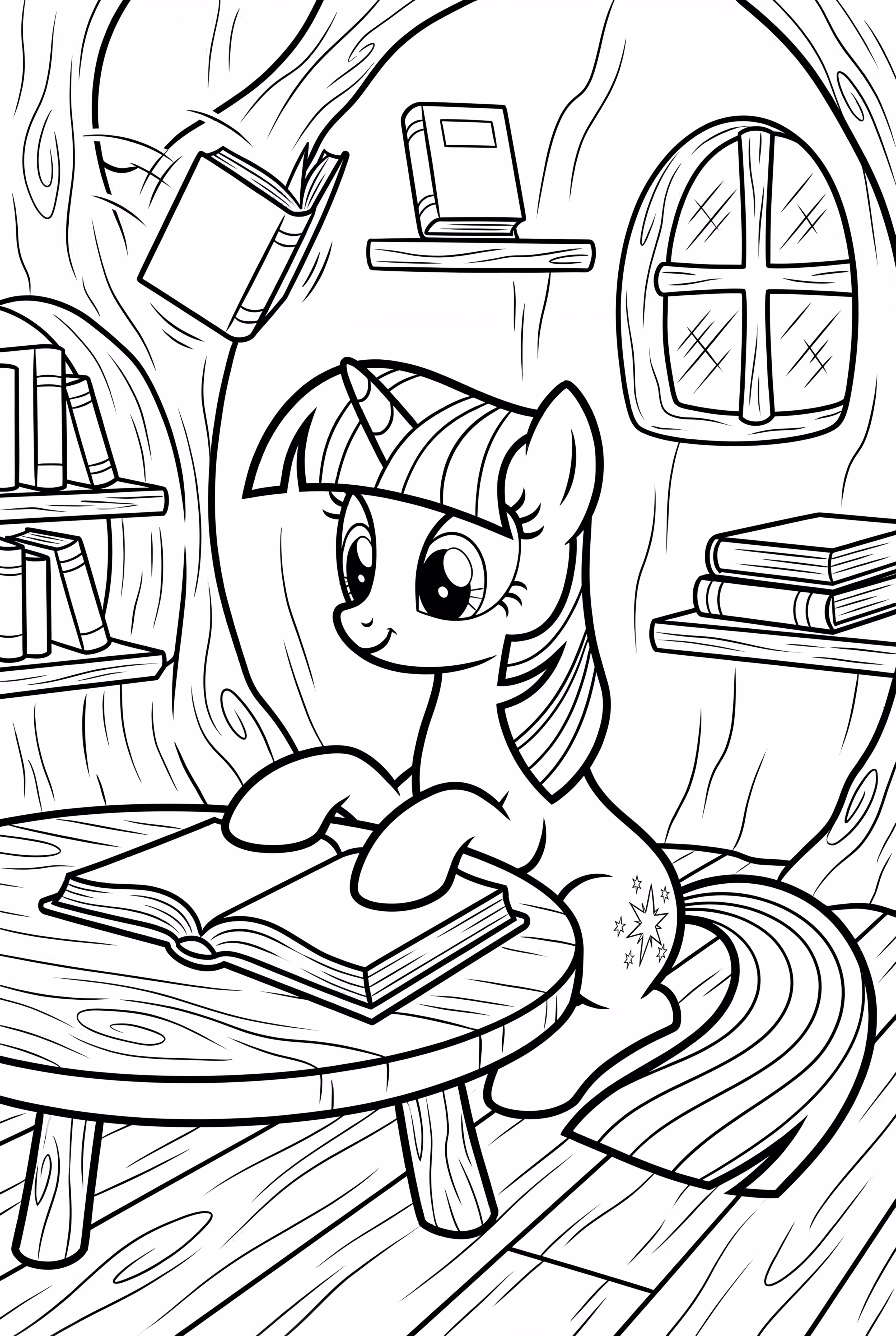 Twilight Sparkle Dans Sa Bibliothèque du Chêne Doré