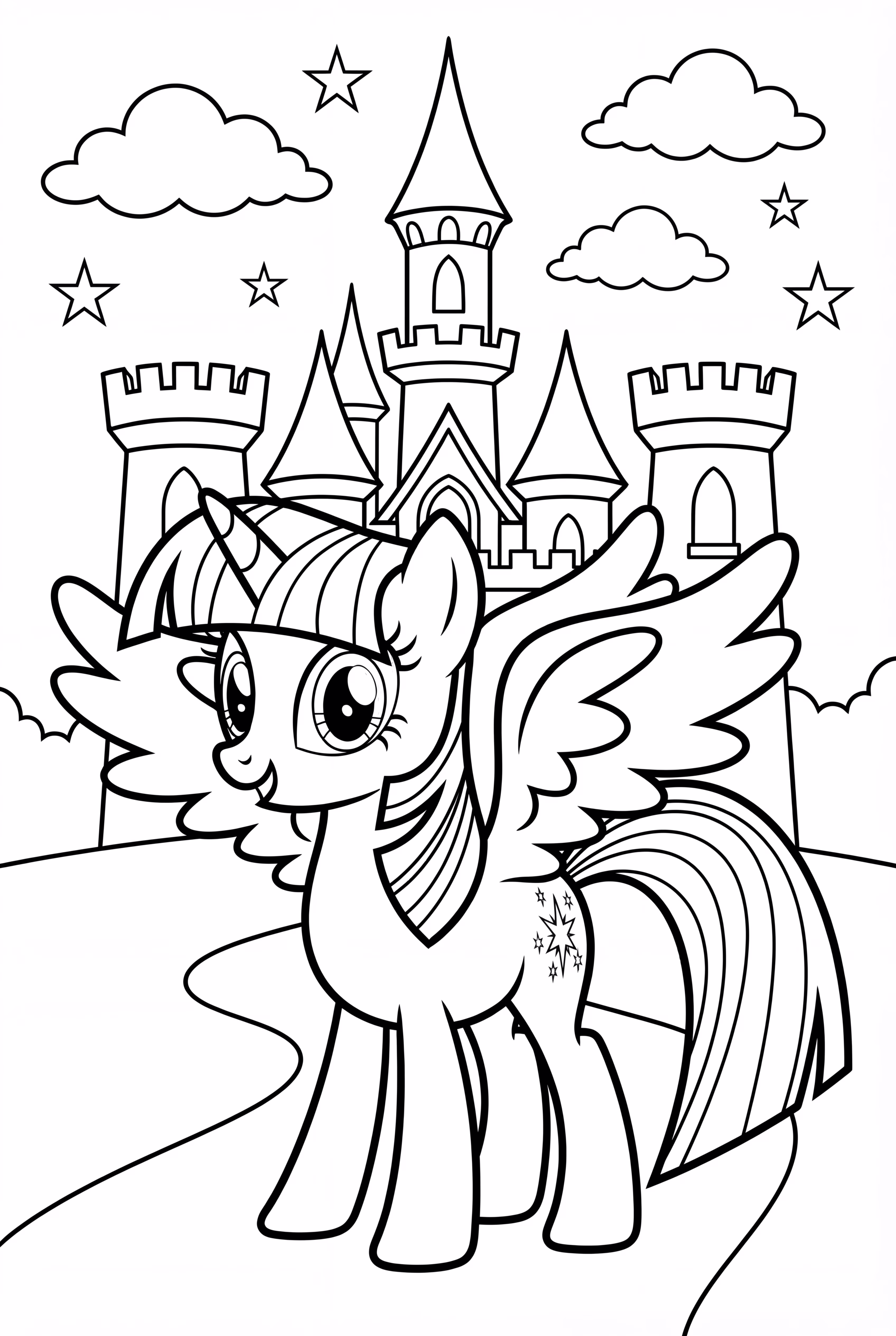 Twilight Sparkle debout devant le Château de l'Amitié