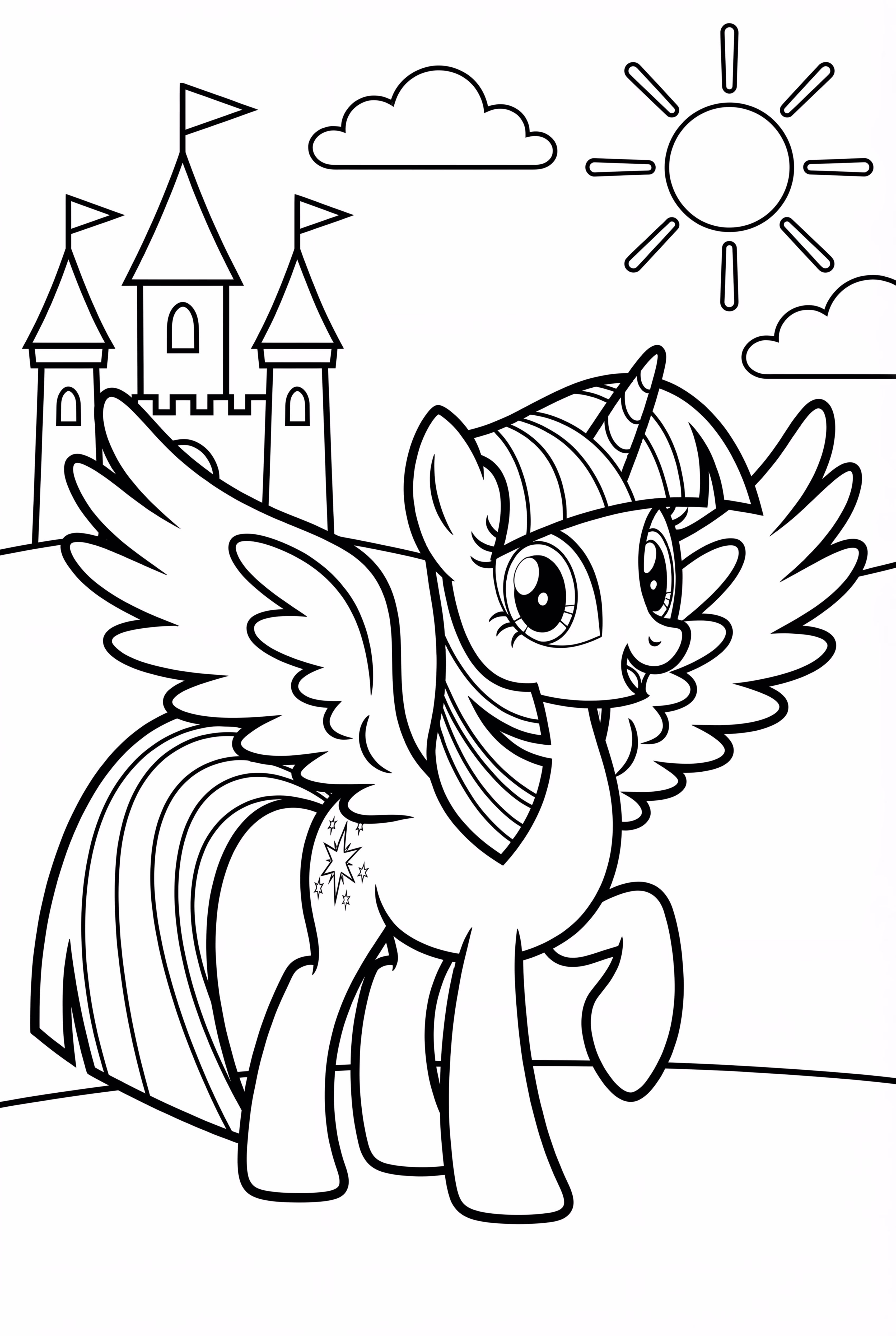 Twilight Sparkle con sus alas extendidas