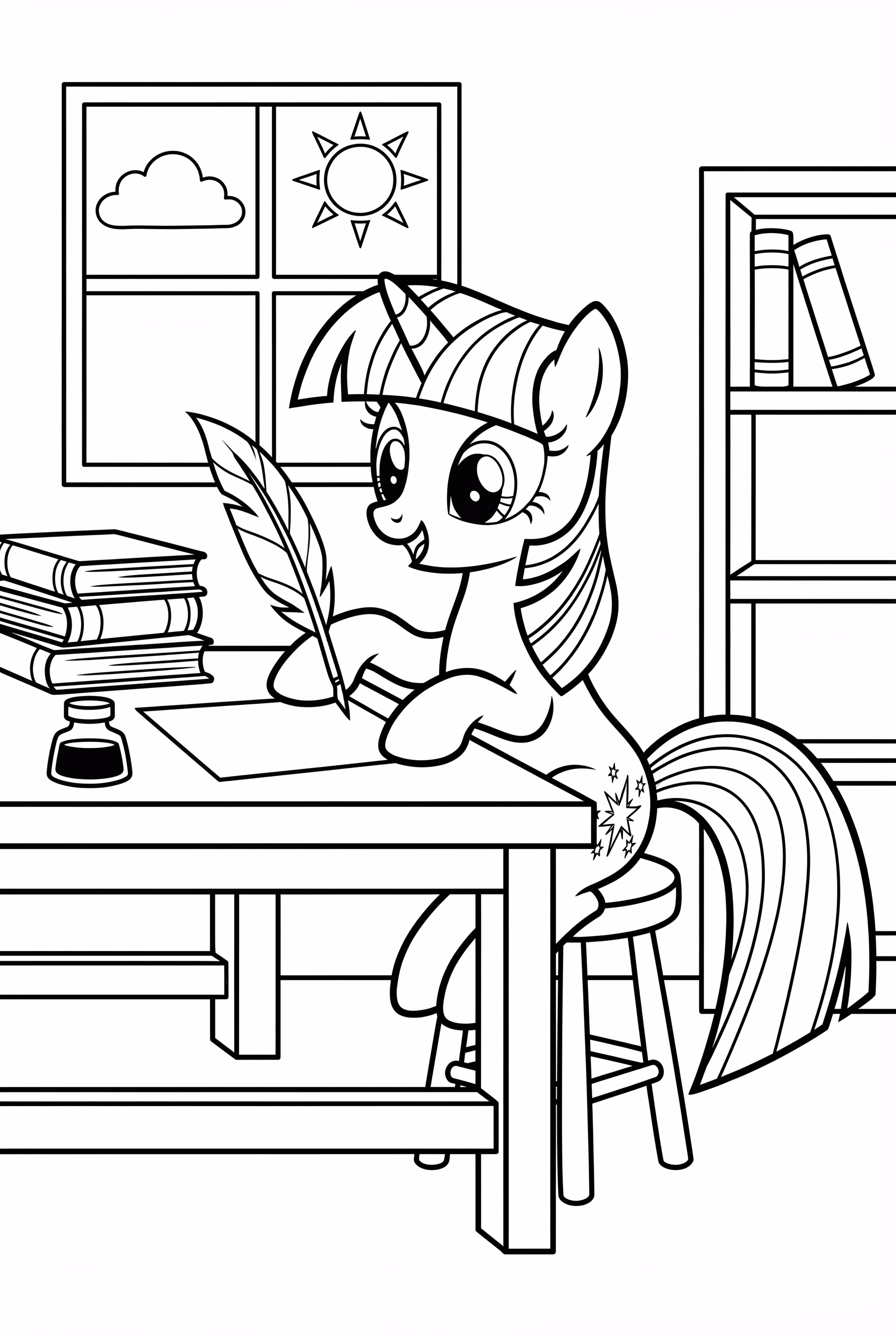 Twilight Sparkle escribiendo una carta de amistad