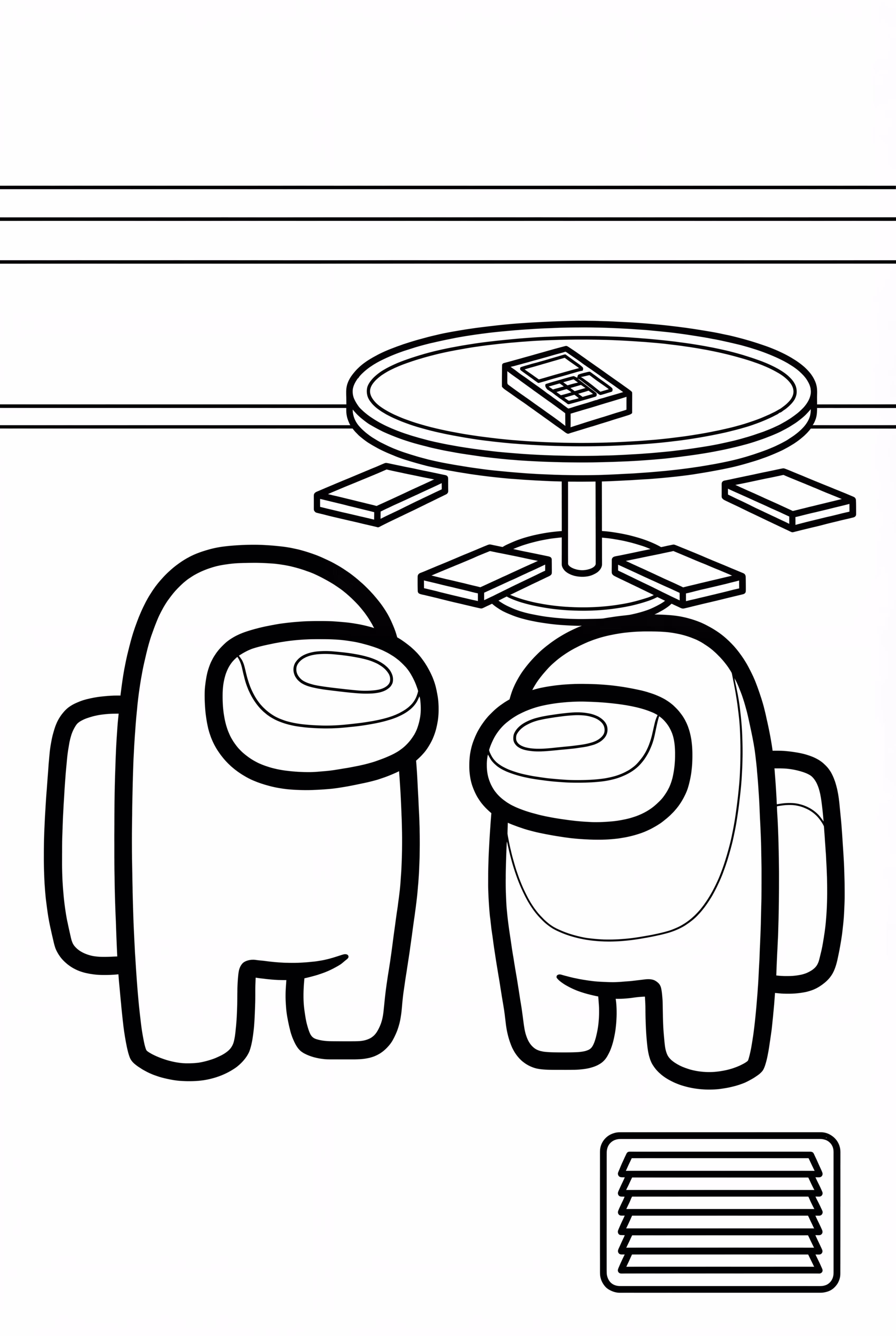 兩個在餐廳的 Among Us 成員