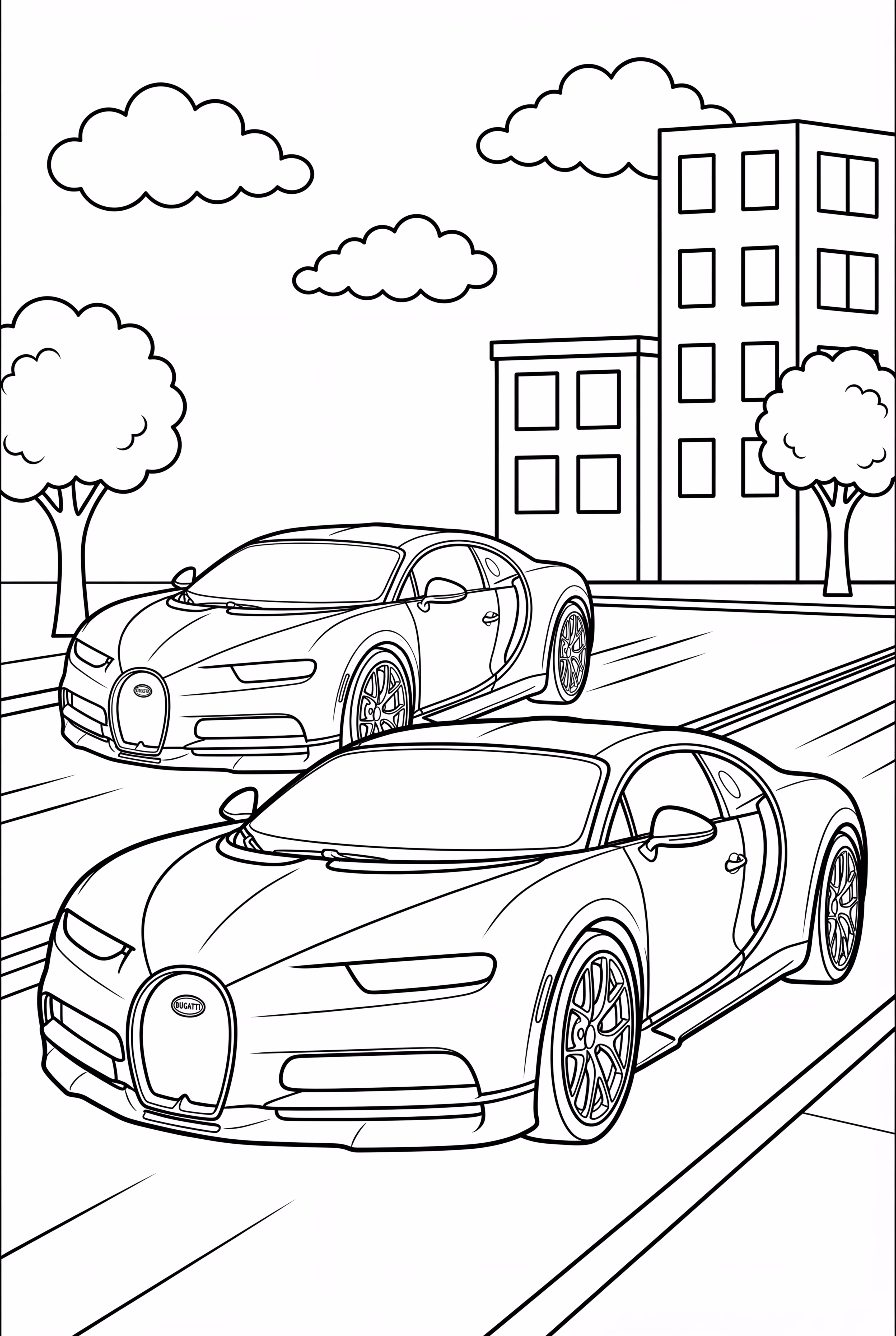 Two Bugatti Cars Racing