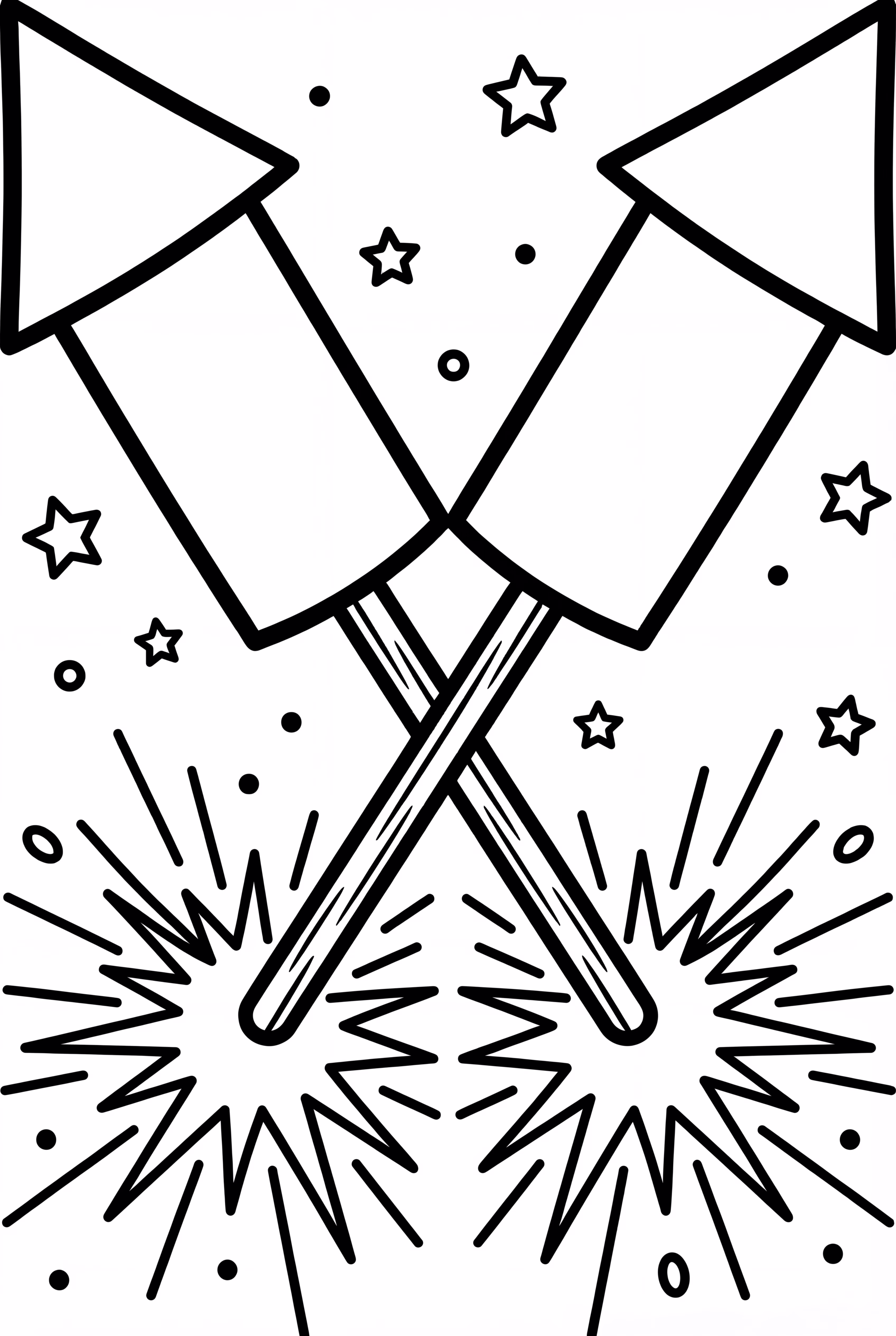 Two Fireworks Crossing Paths