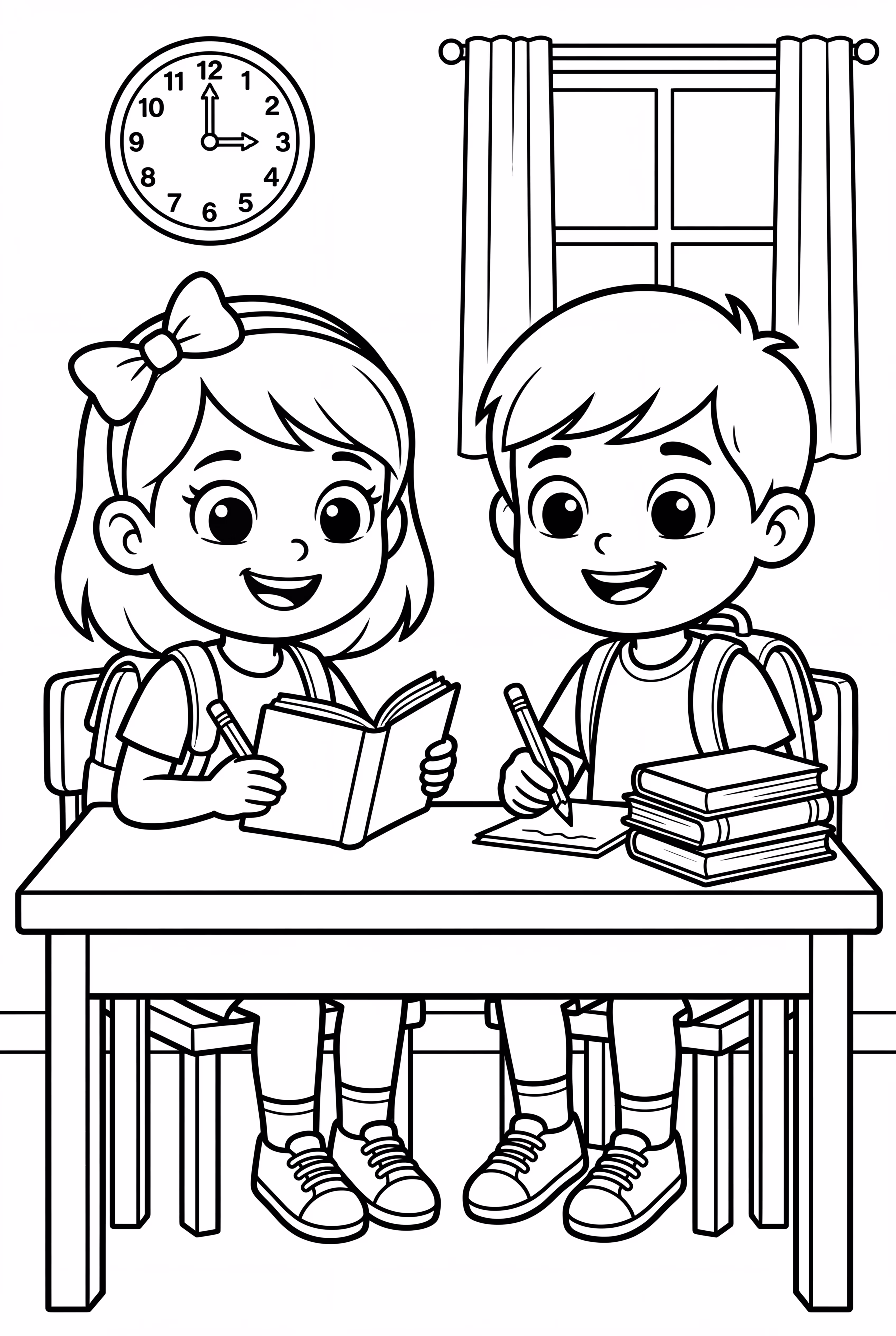 Two Friends Sharing A Desk Back To School