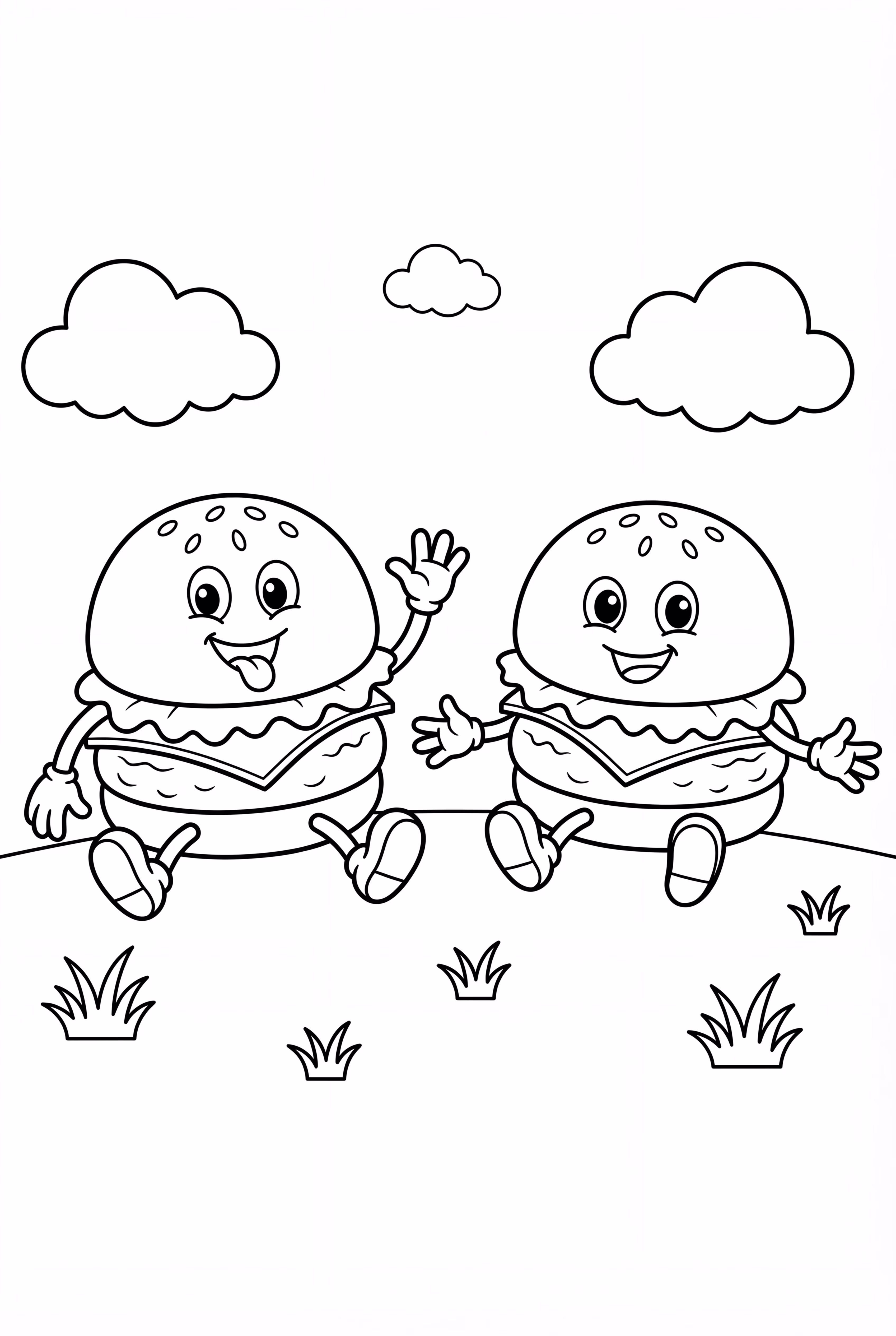 Two Hamburger Friends Chatting