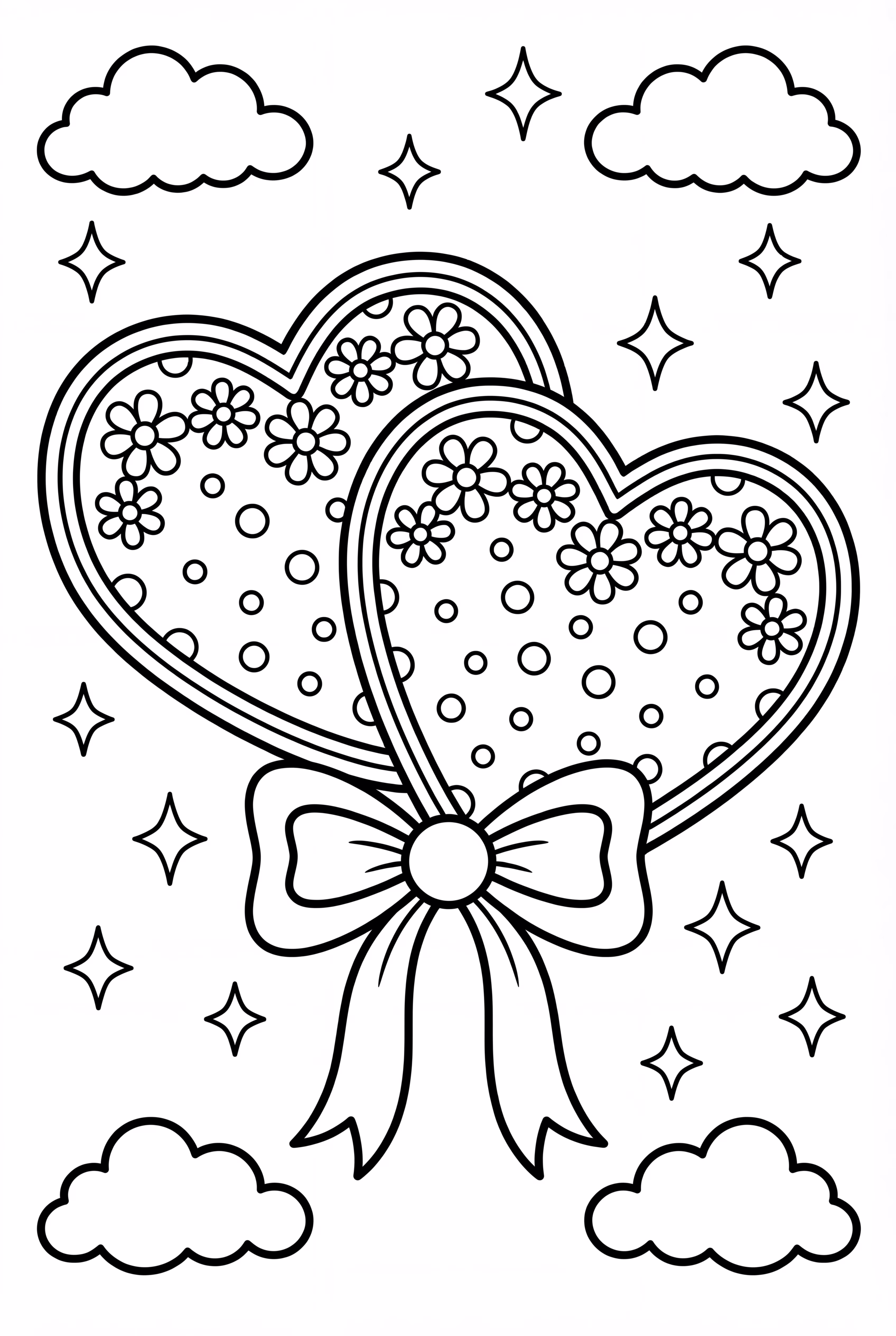 Two Hearts Connected By Ribbon