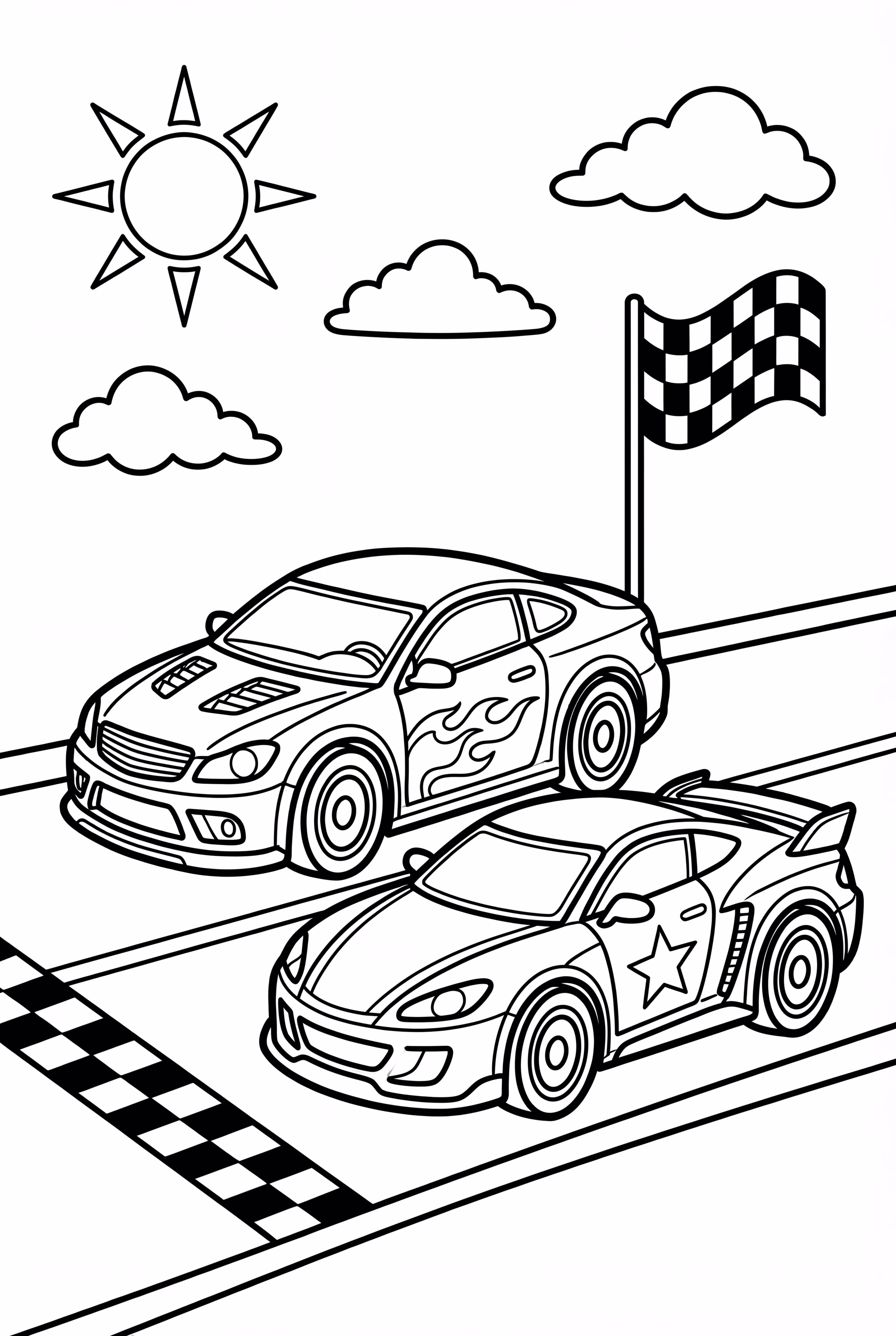 Deux voitures Hot Wheels en course