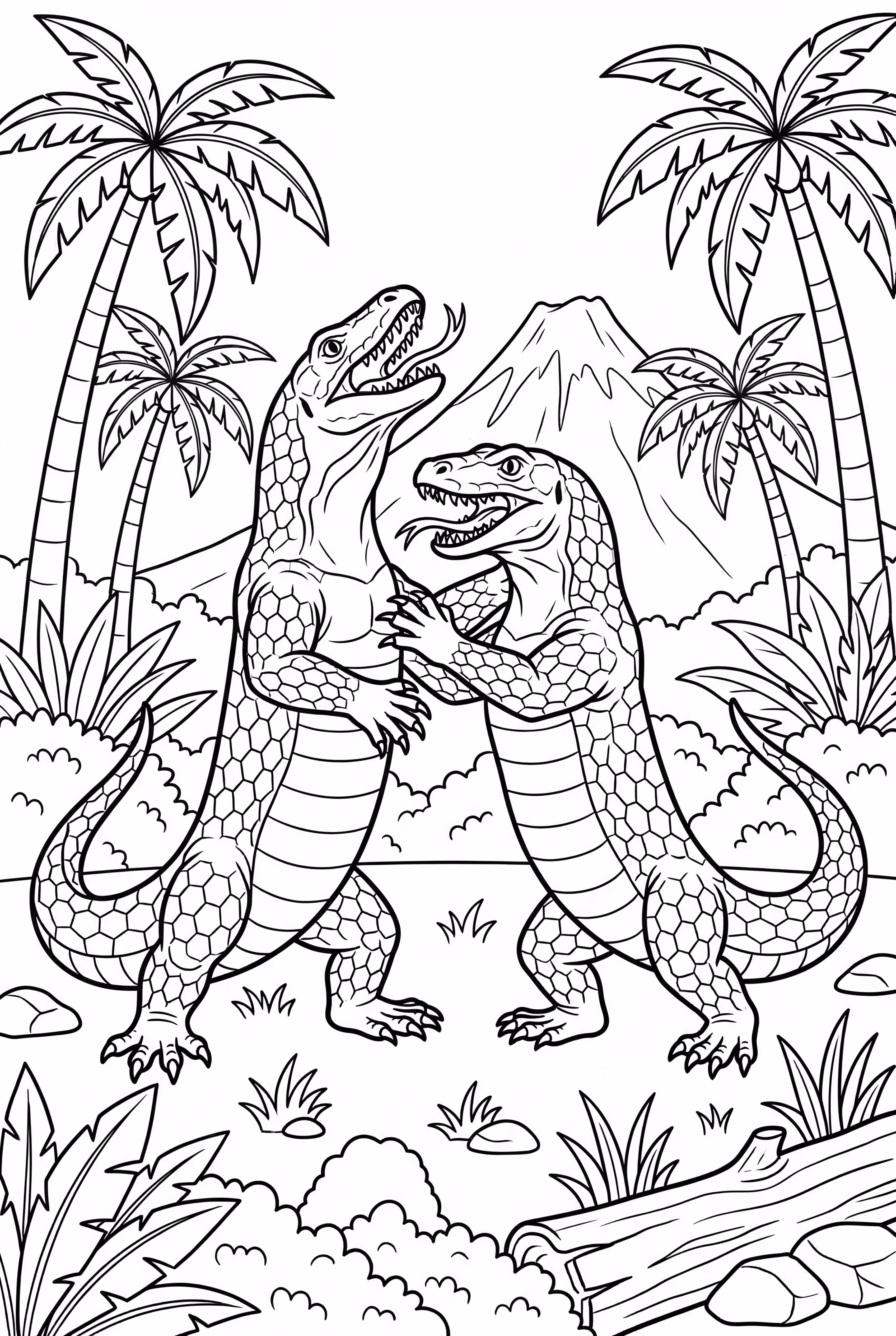 两只科莫多巨蜥搏斗