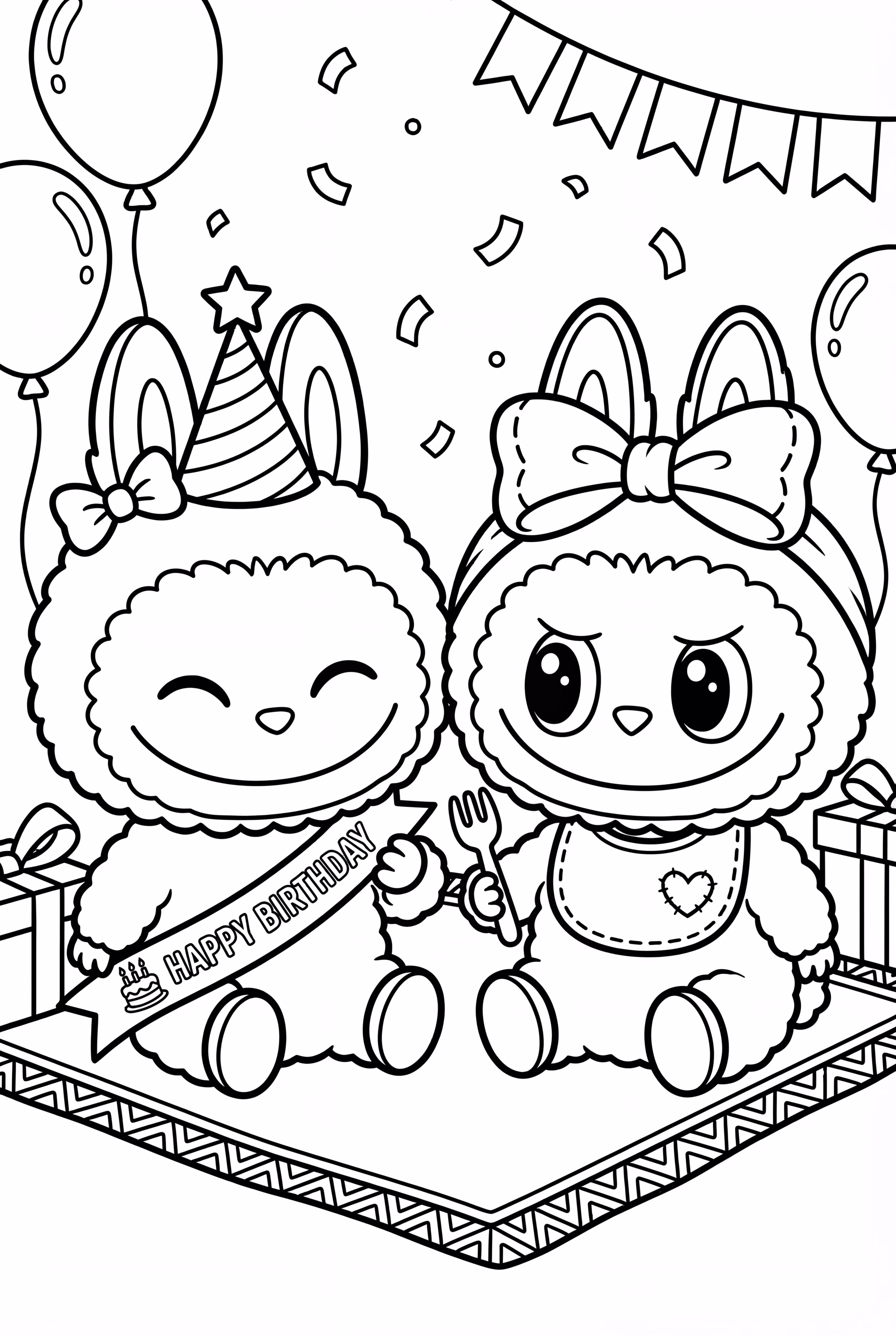 두 라부부가 함께 앉아있어요